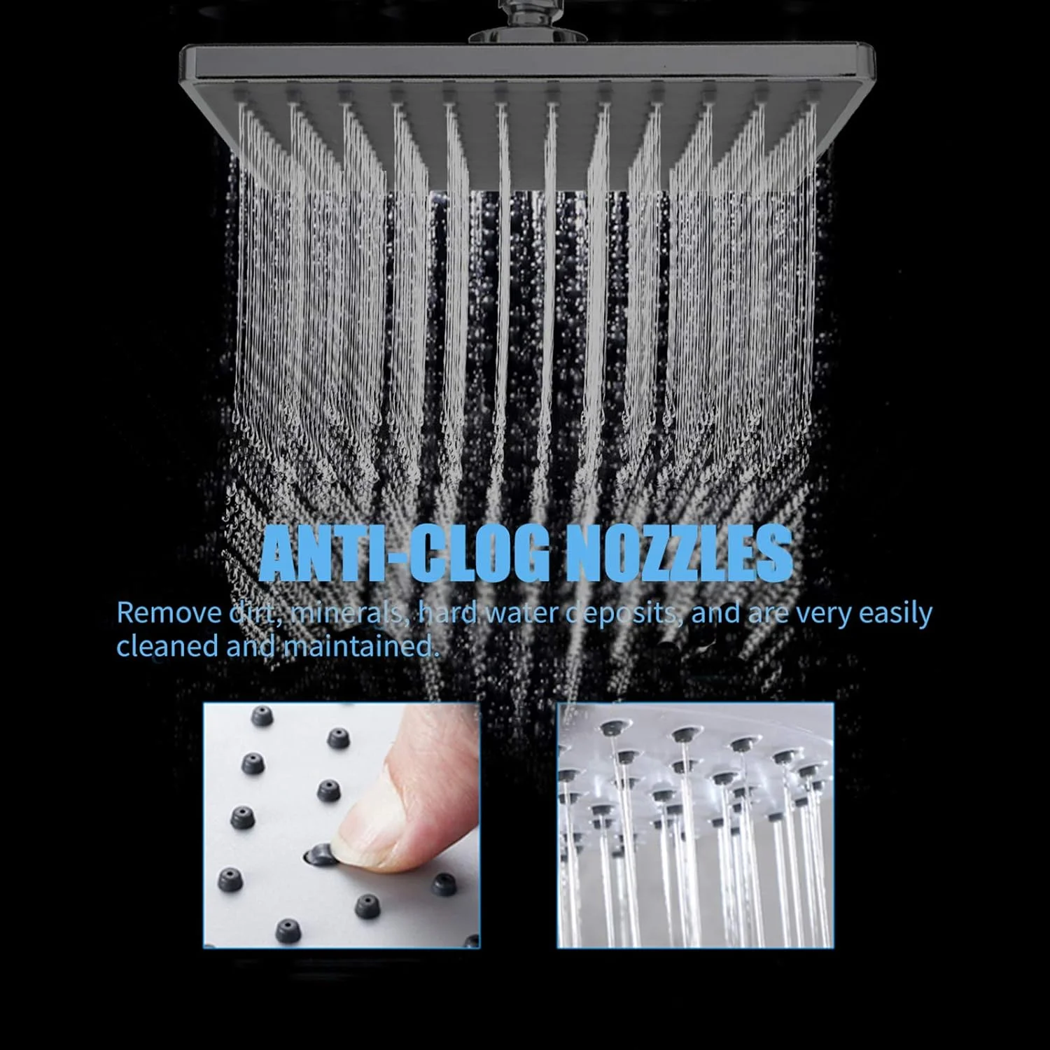 سردوش بارانی مربعی 8 اینچی Staright G1/2، سردوش حمام با فشار بالا قابل تنظیم، سردوش اسپری، سردوش کروم براق، جایگزین سردوش بارانی حمام