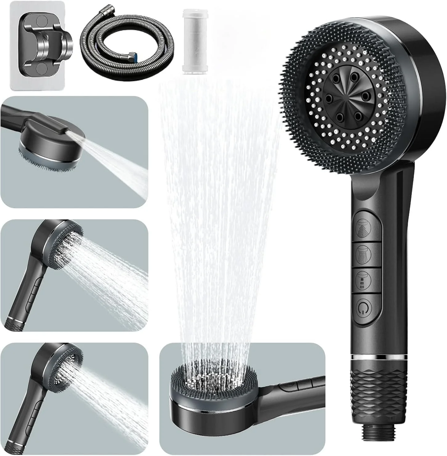 سردوش فیلتردار KALEDE® با حالت دستی، سردوش فشار قوی با 5 حالت اسپری به همراه فیلتر، سردوش با کلید روشن/خاموش و پایه سردوش برای آب سخت سردوش فیلتردار KALEDE® با حالت دستی، سردوش فشار قوی با 5 حالت اسپری به همراه فیلتر، سردوش با کلید روشن/خاموش و پایه سردوش برای آب سخت