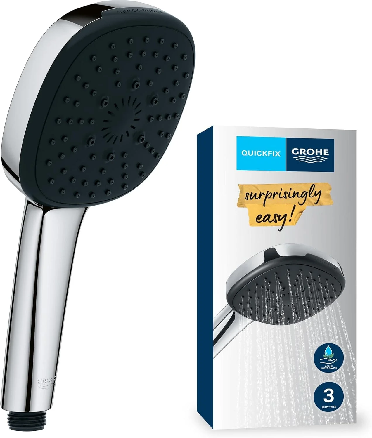 دوش دستی GROHE Vitalio Comfort 110 با 3 حالت پاشش، 9.5 لیتر در دقیقه