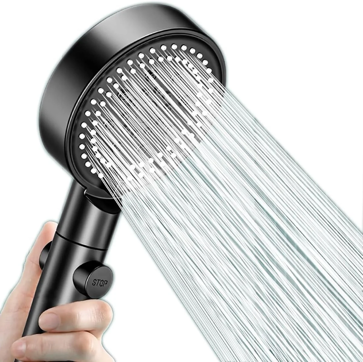 سردوش حمام فشار قوی U-HOOME با 6 حالت اسپری، سردوش دستی با دکمه روشن/خاموش، نازل ضد گرفتگی، برای حمام و اسپا (مشکی)