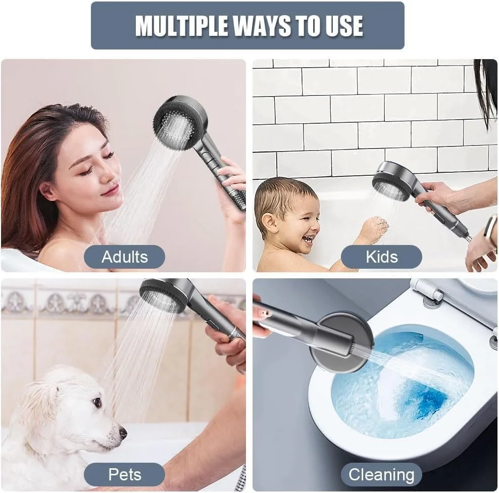 سردوش فیلتردار KALEDE® با حالت دستی، سردوش فشار قوی با 5 حالت اسپری به همراه فیلتر، سردوش با کلید روشن/خاموش و پایه سردوش برای آب سخت سردوش فیلتردار KALEDE® با حالت دستی، سردوش فشار قوی با 5 حالت اسپری به همراه فیلتر، سردوش با کلید روشن/خاموش و پایه سردوش برای آب سخت