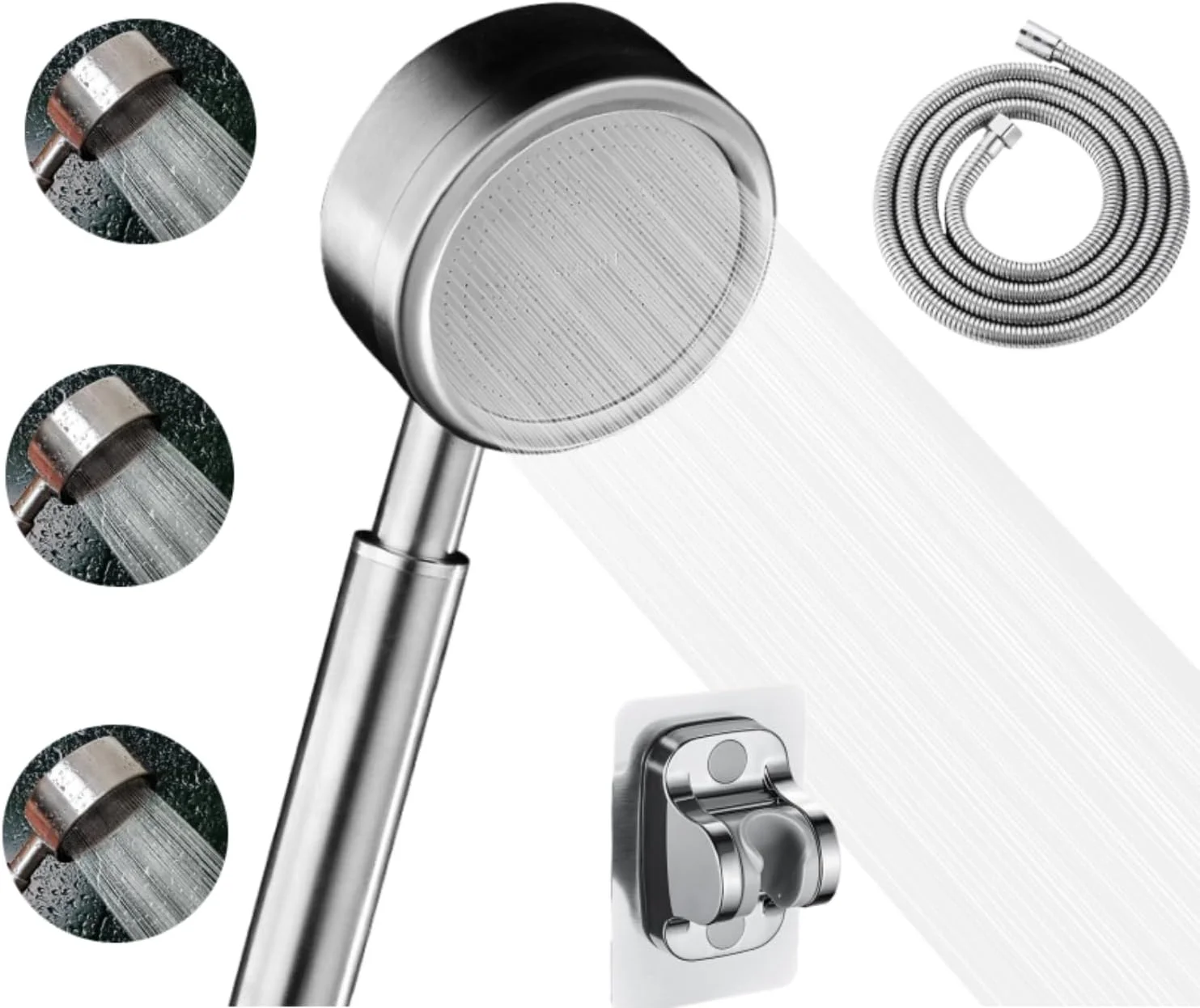 سردوش حمام فشار قوی Aimeur، سردوش دستی استیل 304 با شلنگ استیل 150 سانتی متری و نگهدارنده چسبی، آبپاش دستی ضد زنگ برای حیوانات خانگی و کودکان (نقره ای) سردوش حمام فشار قوی Aimeur، سردوش دستی استیل 304 با شلنگ استیل 150 سانتی متری و نگهدارنده چسبی، آبپاش دستی ضد زنگ برای حیوانات خانگی و کودکان (نقره ای)