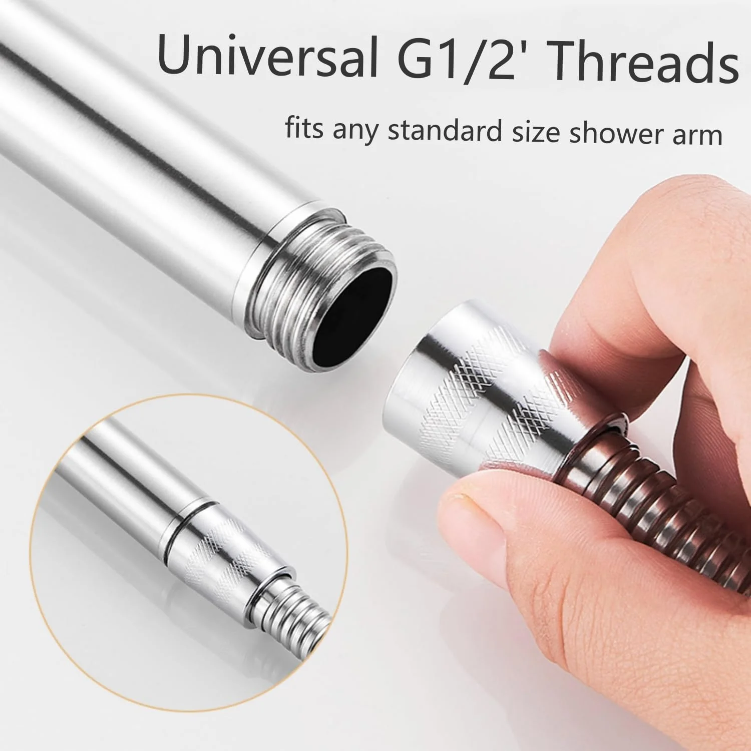 سردوش حمام فشار قوی Aimeur، سردوش دستی استیل 304 با شلنگ استیل 150 سانتی متری و نگهدارنده چسبی، آبپاش دستی ضد زنگ برای حیوانات خانگی و کودکان (نقره ای) سردوش حمام فشار قوی Aimeur، سردوش دستی استیل 304 با شلنگ استیل 150 سانتی متری و نگهدارنده چسبی، آبپاش دستی ضد زنگ برای حیوانات خانگی و کودکان (نقره ای)