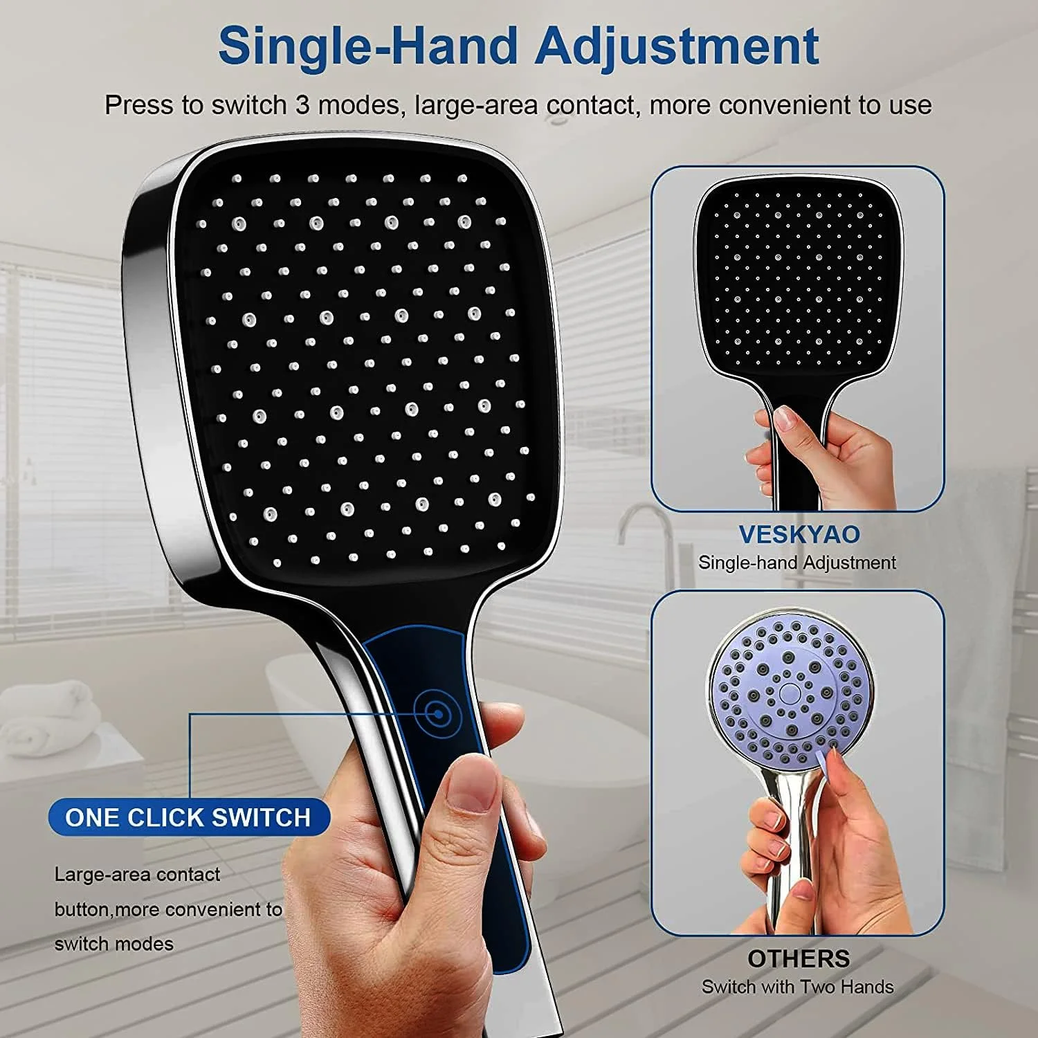 سردوش حمام Exrp، سردوش های فشار قوی با 3 حالت اسپری، فقط سردوش قدرتمند، سردوش بزرگ صرفه جویی در آب جهانی سردوش حمام Exrp، سردوش های فشار قوی با 3 حالت اسپری، فقط سردوش قدرتمند، سردوش بزرگ صرفه جویی در آب جهانی