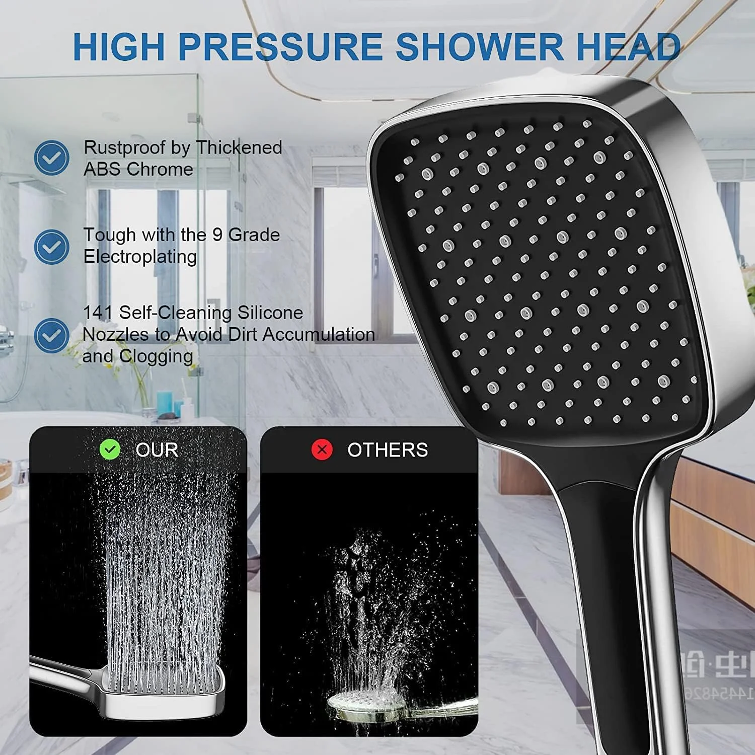 سردوش حمام Exrp، سردوش های فشار قوی با 3 حالت اسپری، فقط سردوش قدرتمند، سردوش بزرگ صرفه جویی در آب جهانی سردوش حمام Exrp، سردوش های فشار قوی با 3 حالت اسپری، فقط سردوش قدرتمند، سردوش بزرگ صرفه جویی در آب جهانی