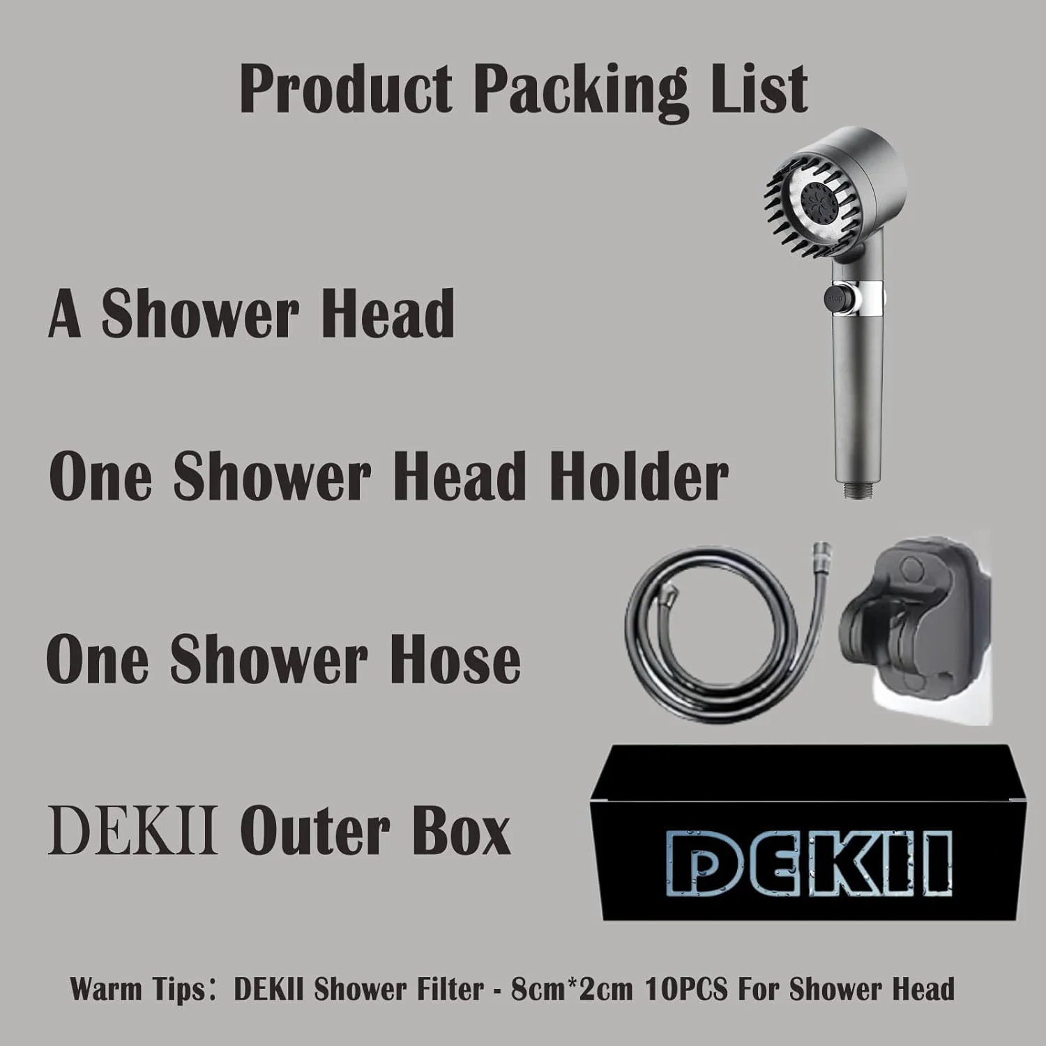 DEKII Shower Filter Shower Head - High Pressure Remove Chlorine and Impurities, Massages Scalp to anti Hairfall and Dry Skin, with Shower Hose Holder DEKII Shower Filter Shower Head - High Pressure Remove Chlorine and Impurities, Massages Scalp to anti Hairfall and Dry Skin, with Shower Hose Holder