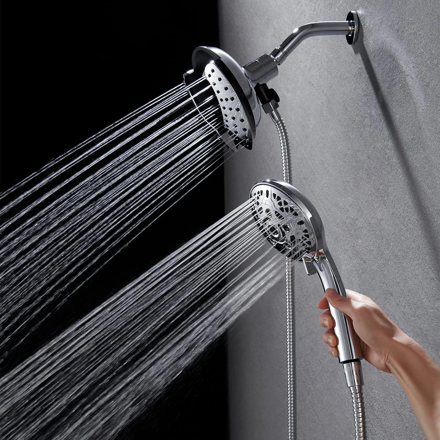 INAVAMZ Shower Head with Handheld High Pressure: Hand Held Shower Head & Rain Shower Head 2-IN-1 Shower Head with 59 Rotatable Stainless Steel Hose, Meet cUCP and CEC Certification