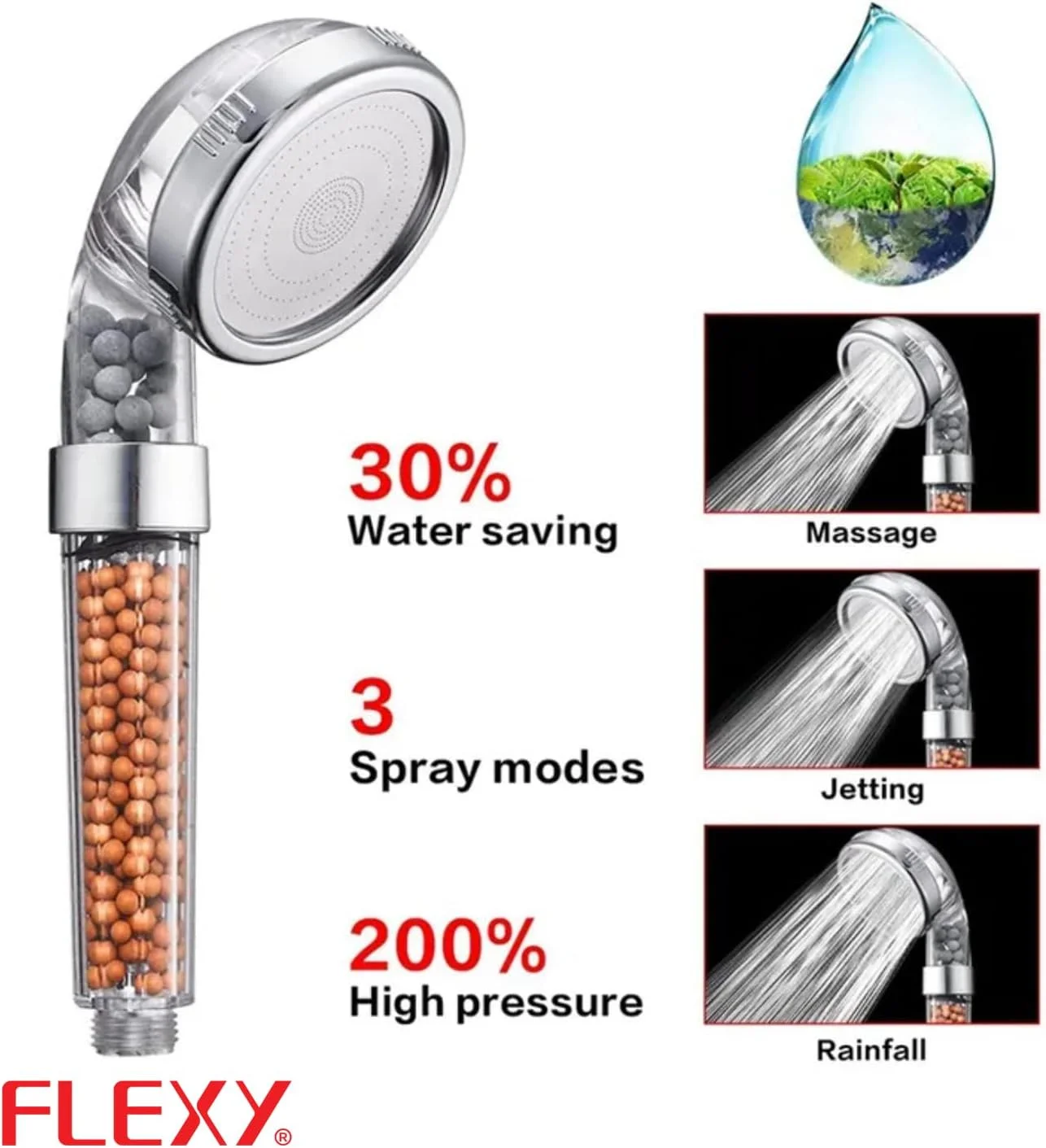 سردوش فیلتردار FLEXY® - آب خالص، پوست و موی درخشان را تجربه کنید. دارای توپ های معدنی، حذف کلر و ناخالصی ها. 3 حالت دوش، افزایش فشار 200٪، صرفه جویی در مصرف آب 30٪، (توپ های معدنی رایگان) سردوش فیلتردار FLEXY® - آب خالص، پوست و موی درخشان را تجربه کنید. دارای توپ های معدنی، حذف کلر و ناخالصی ها. 3 حالت دوش، افزایش فشار 200٪، صرفه جویی در مصرف آب 30٪، (توپ های معدنی رایگان)