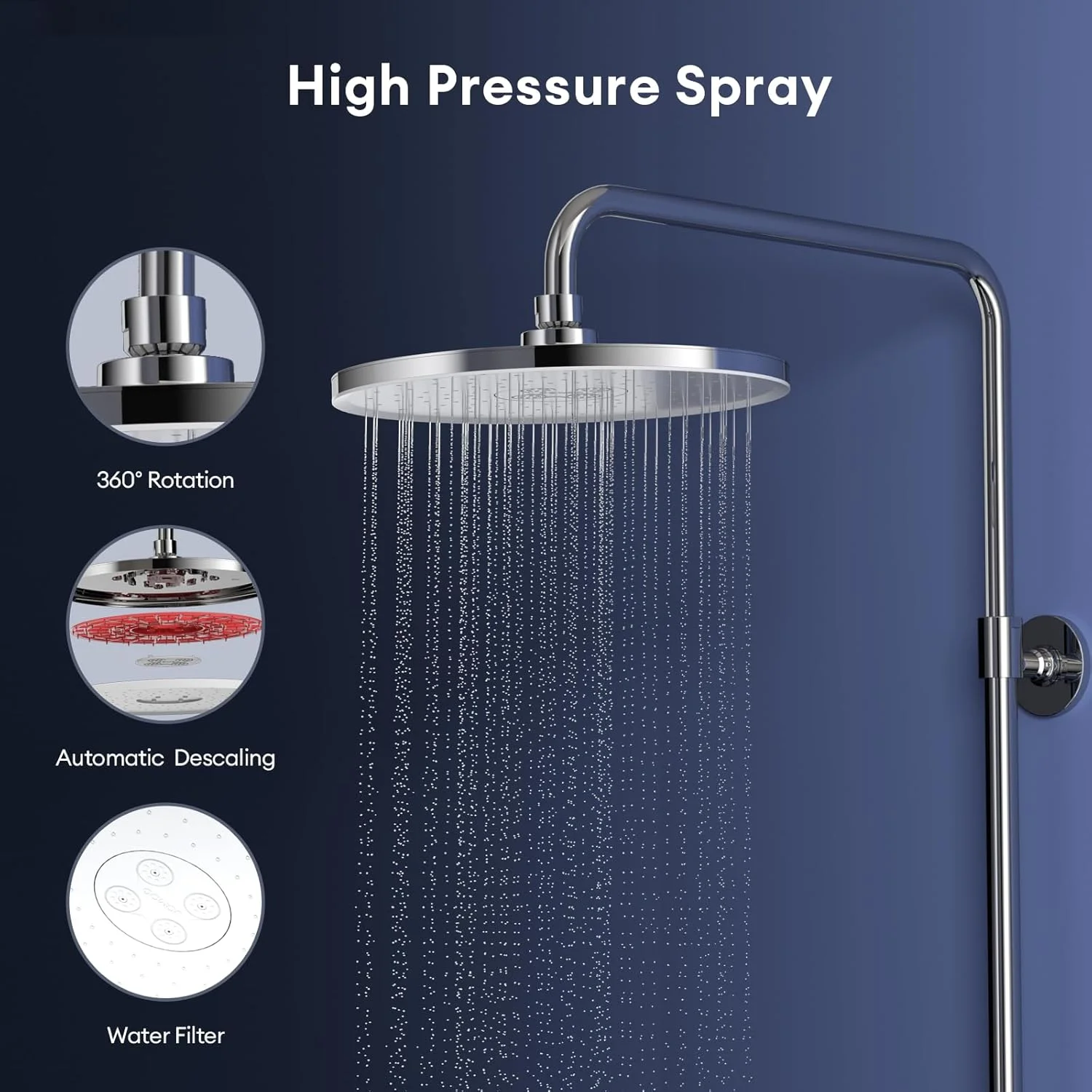 سردوش بارانی JOMOO، سردوش بارانی فشار قوی 9 اینچی، طراحی فوق العاده نازک، سردوش ثابت بارانی با قابلیت رسوب زدایی خودکار با نازل سیلیکونی (228 میلی متر، کروم) سردوش بارانی JOMOO، سردوش بارانی فشار قوی 9 اینچی، طراحی فوق العاده نازک، سردوش ثابت بارانی با قابلیت رسوب زدایی خودکار با نازل سیلیکونی (228 میلی متر، کروم)