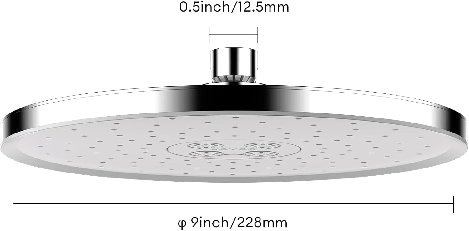 سردوش بارانی JOMOO، سردوش بارانی فشار قوی 9 اینچی، طراحی فوق العاده نازک، سردوش ثابت بارانی با قابلیت رسوب زدایی خودکار با نازل سیلیکونی (228 میلی متر، کروم) سردوش بارانی JOMOO، سردوش بارانی فشار قوی 9 اینچی، طراحی فوق العاده نازک، سردوش ثابت بارانی با قابلیت رسوب زدایی خودکار با نازل سیلیکونی (228 میلی متر، کروم)
