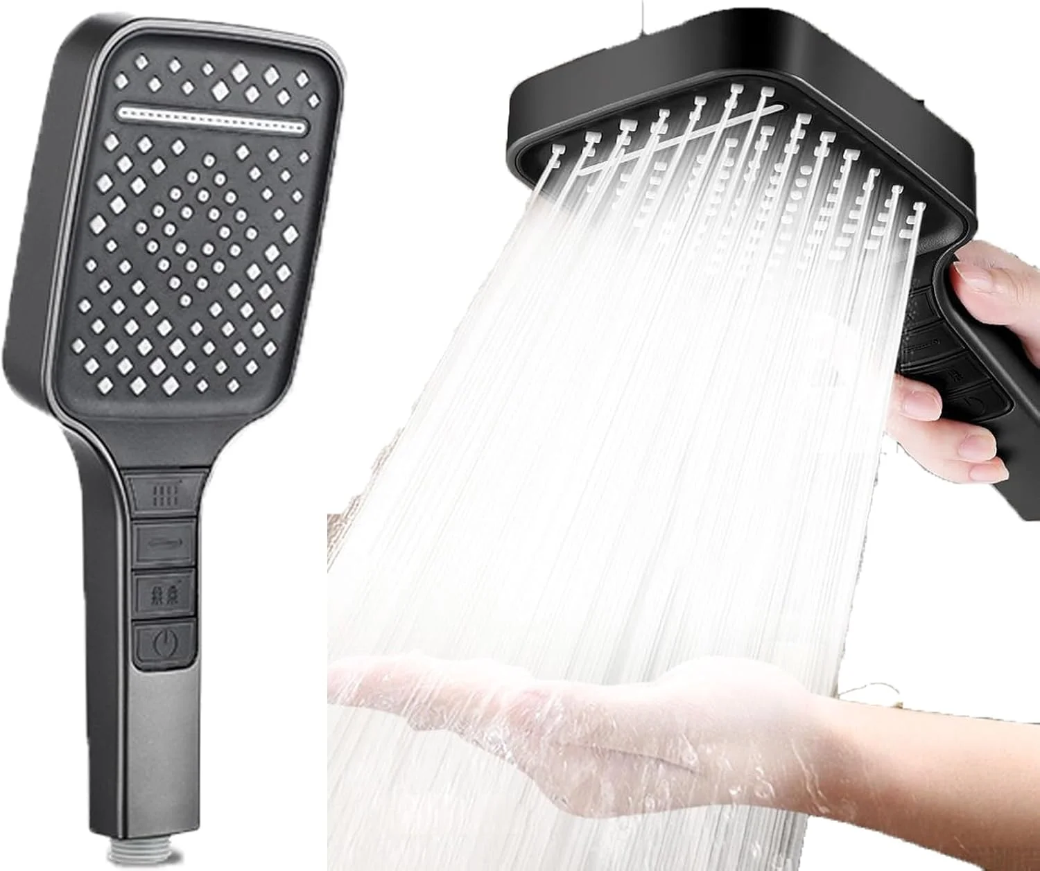 سردوش حمام مشکی مات [jzNchp] - دارای 7 حالت اسپری با کنترل دکمه جادویی، سردوش بارانی بزرگ 10 اینچی برای حمام/هتل، ABS ضد زنگ و ترکیب های اسپری DIY