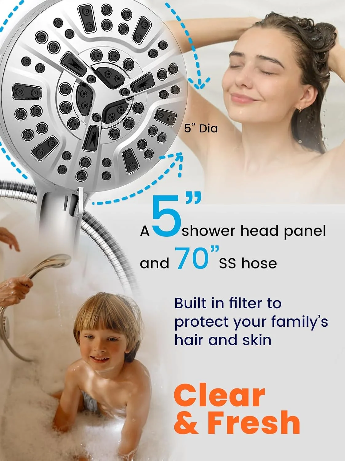 ست سر دوش لوکس AquaMystic | سر دوش دستی 10 حالته با فشار بالا | فیلتر آب سخت | شلنگ استیل ضد زنگ فوق العاده بلند | براکت دیواری | 3 میله فیلتر برای طراوت طولانی تر ست سر دوش لوکس AquaMystic | سر دوش دستی 10 حالته با فشار بالا | فیلتر آب سخت | شلنگ استیل ضد زنگ فوق العاده بلند | براکت دیواری | 3 میله فیلتر برای طراوت طولانی تر