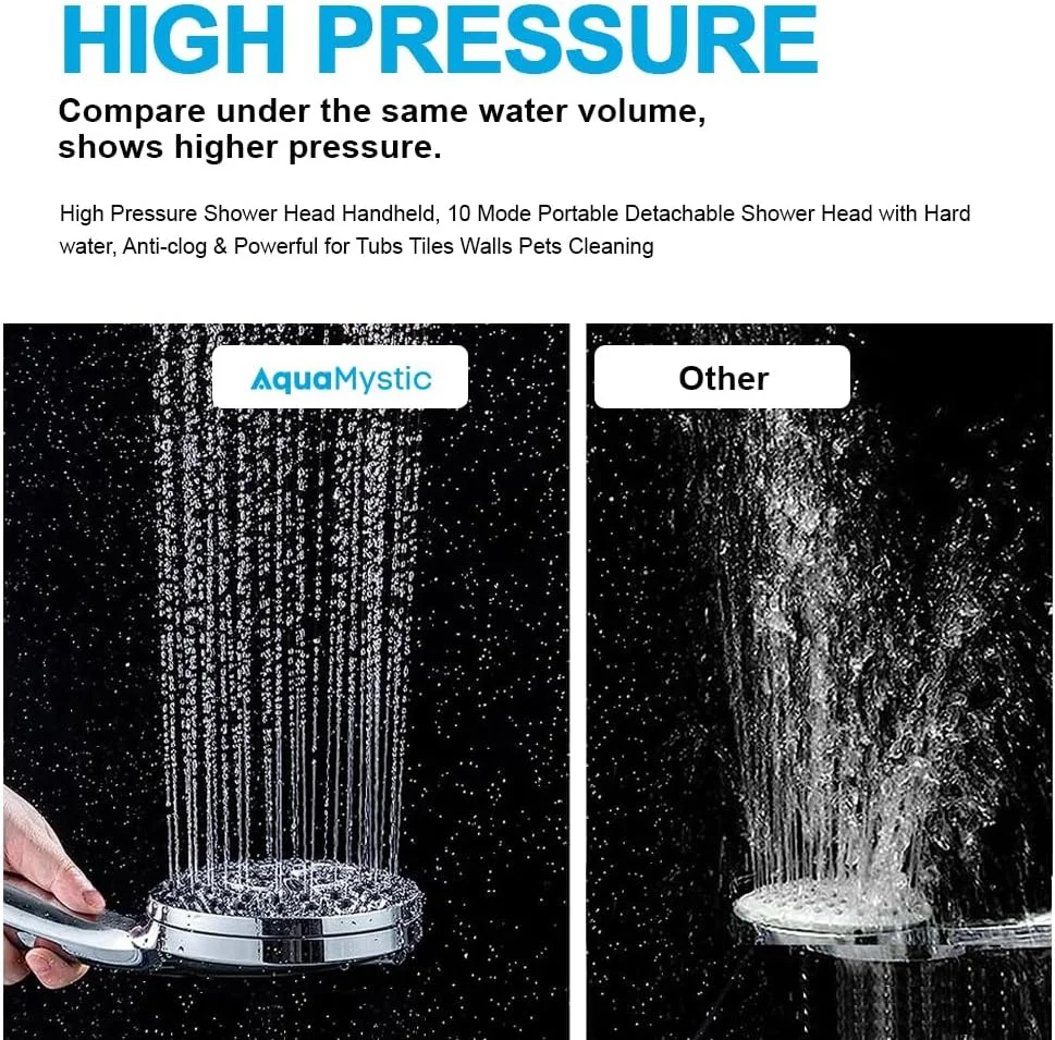 ست سر دوش لوکس AquaMystic | سر دوش دستی 10 حالته با فشار بالا | فیلتر آب سخت | شلنگ استیل ضد زنگ فوق العاده بلند | براکت دیواری | 3 میله فیلتر برای طراوت طولانی تر ست سر دوش لوکس AquaMystic | سر دوش دستی 10 حالته با فشار بالا | فیلتر آب سخت | شلنگ استیل ضد زنگ فوق العاده بلند | براکت دیواری | 3 میله فیلتر برای طراوت طولانی تر