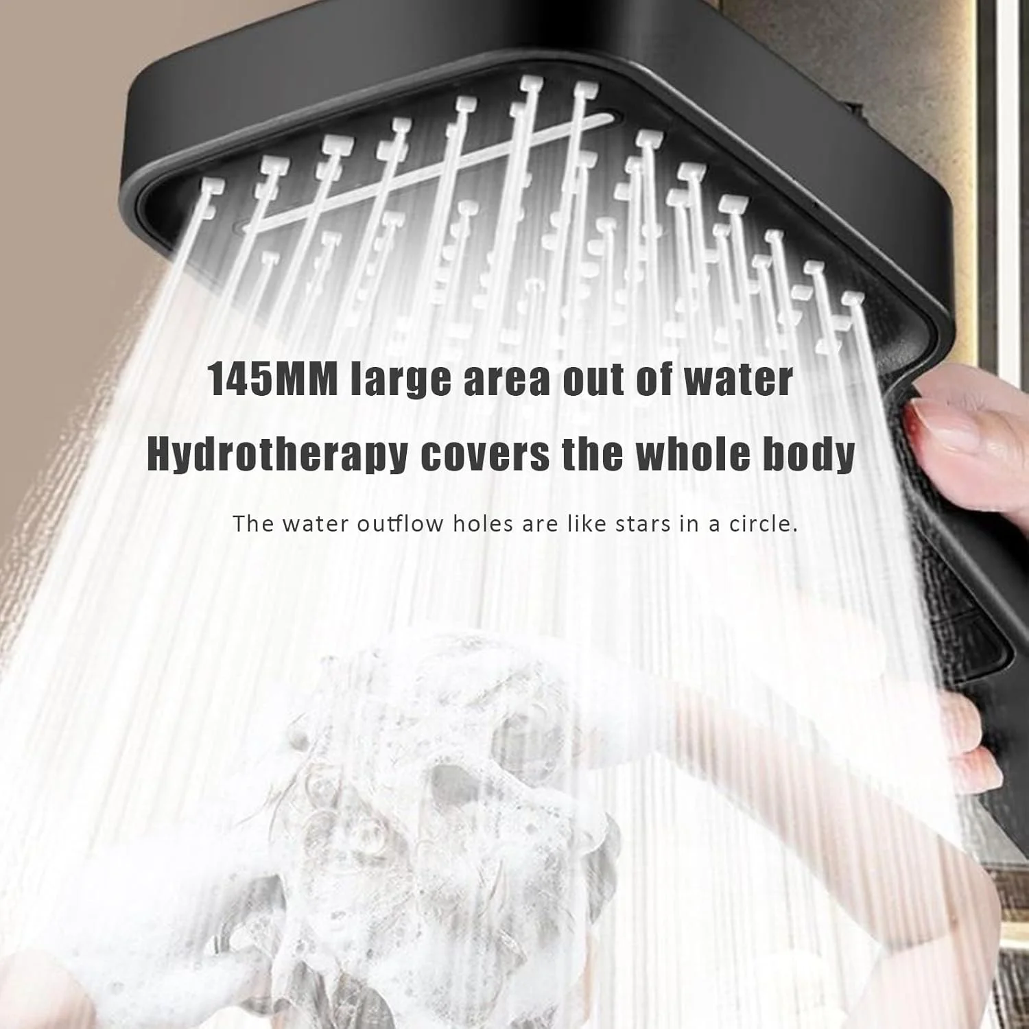 سردوش حمام مشکی مات [jzNchp] - دارای 7 حالت اسپری با کنترل دکمه جادویی، سردوش بارانی بزرگ 10 اینچی برای حمام/هتل، ABS ضد زنگ و ترکیب های اسپری DIY