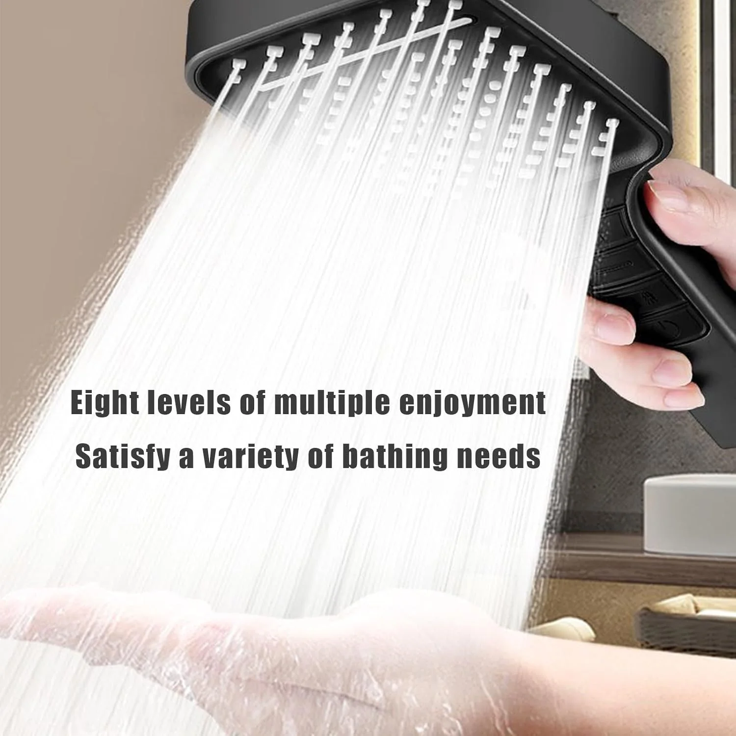 سردوش حمام مشکی مات [jzNchp] - دارای 7 حالت اسپری با کنترل دکمه جادویی، سردوش بارانی بزرگ 10 اینچی برای حمام/هتل، ABS ضد زنگ و ترکیب های اسپری DIY