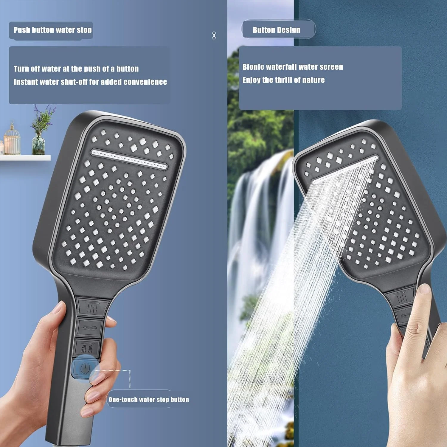 سردوش حمام مشکی مات [jzNchp] - دارای 7 حالت اسپری با کنترل دکمه جادویی، سردوش بارانی بزرگ 10 اینچی برای حمام/هتل، ABS ضد زنگ و ترکیب های اسپری DIY