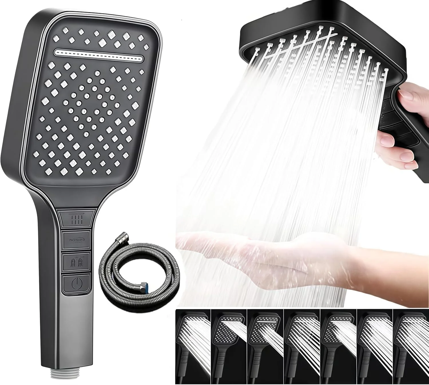 سردوش حمام Orchid M®، دارای 7 حالت اسپری، کنترل دکمه جادویی با سردوش بارانی بزرگ 10 اینچی، شلنگ 60 اینچی و خروجی آب تحت فشار قابل تنظیم ABS ضد زنگ برای حمام/هتل (مشکی) سردوش حمام Orchid M®، دارای 7 حالت اسپری، کنترل دکمه جادویی با سردوش بارانی بزرگ 10 اینچی، شلنگ 60 اینچی و خروجی آب تحت فشار قابل تنظیم ABS ضد زنگ برای حمام/هتل (مشکی)