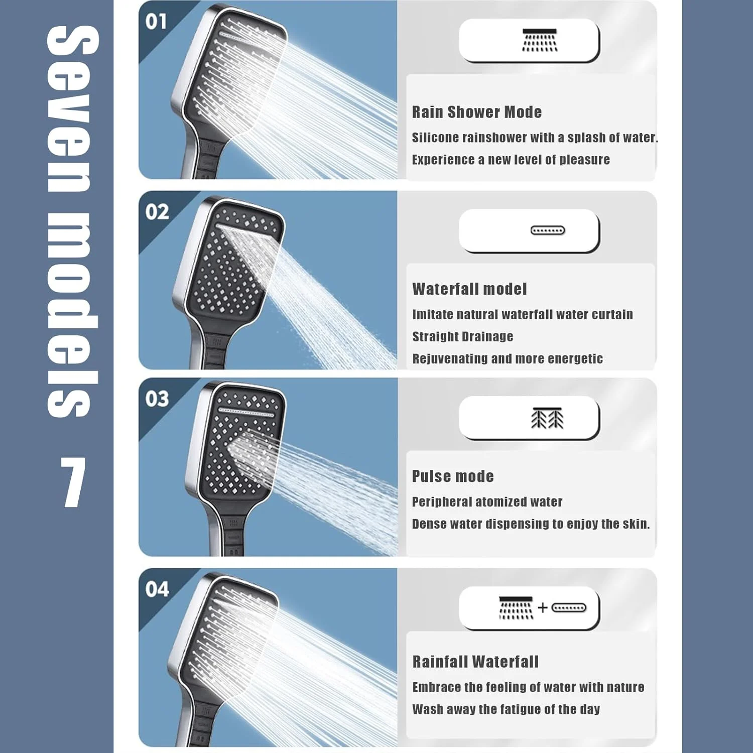 سردوش حمام مشکی مات [jzNchp] - دارای 7 حالت اسپری با کنترل دکمه جادویی، سردوش بارانی بزرگ 10 اینچی برای حمام/هتل، ABS ضد زنگ و ترکیب های اسپری DIY