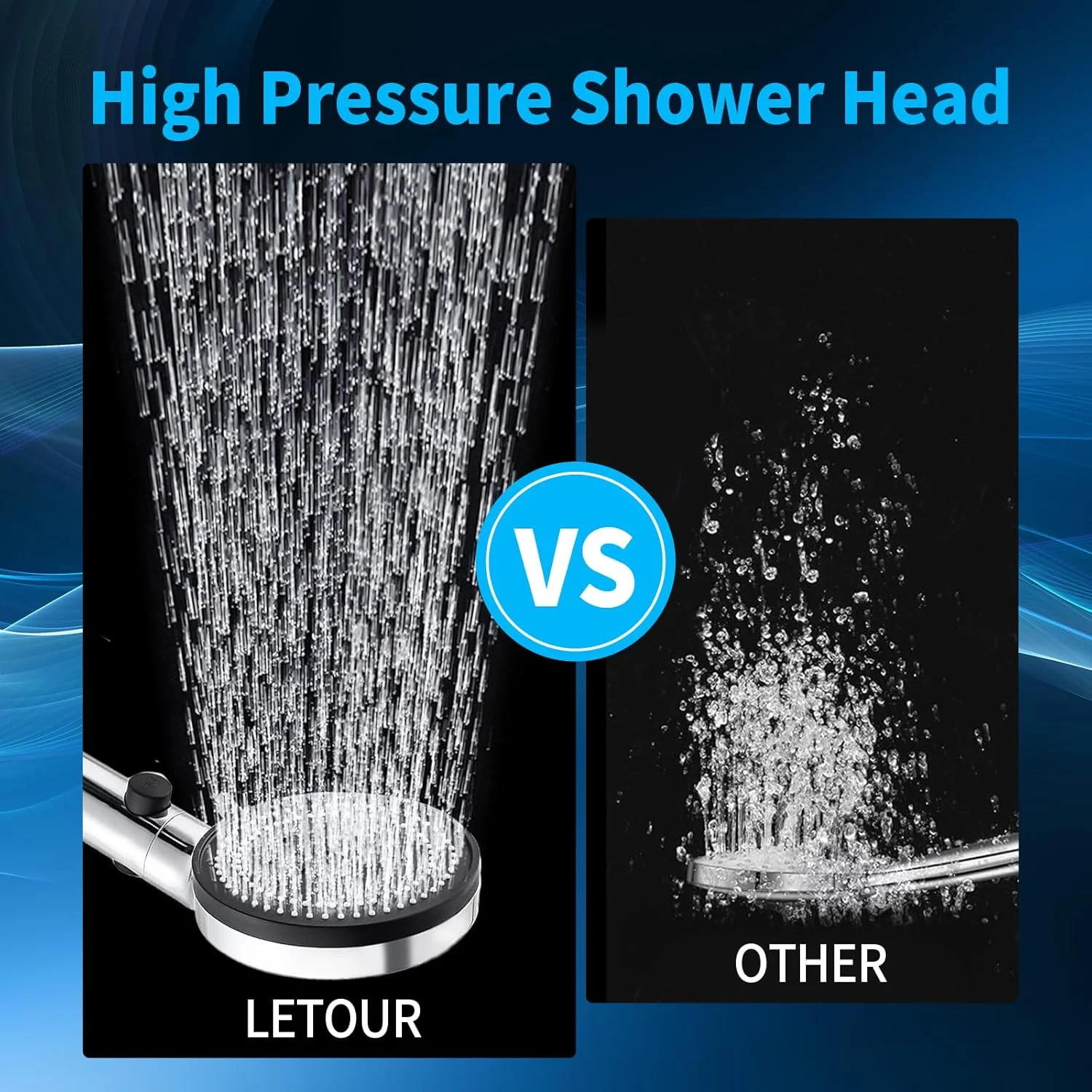 ست دوش دستی استیل ضد زنگ LETOUR، 5.12 اینچ، دارای 3 حالت پاشش، روکش کروم ABS نصب شده روی دیوار با نازل های سیلیکونی - ایده آل برای هتل ها و حمام های خانگی ست دوش دستی استیل ضد زنگ LETOUR، 5.12 اینچ، دارای 3 حالت پاشش، روکش کروم ABS نصب شده روی دیوار با نازل های سیلیکونی - ایده آل برای هتل ها و حمام های خانگی