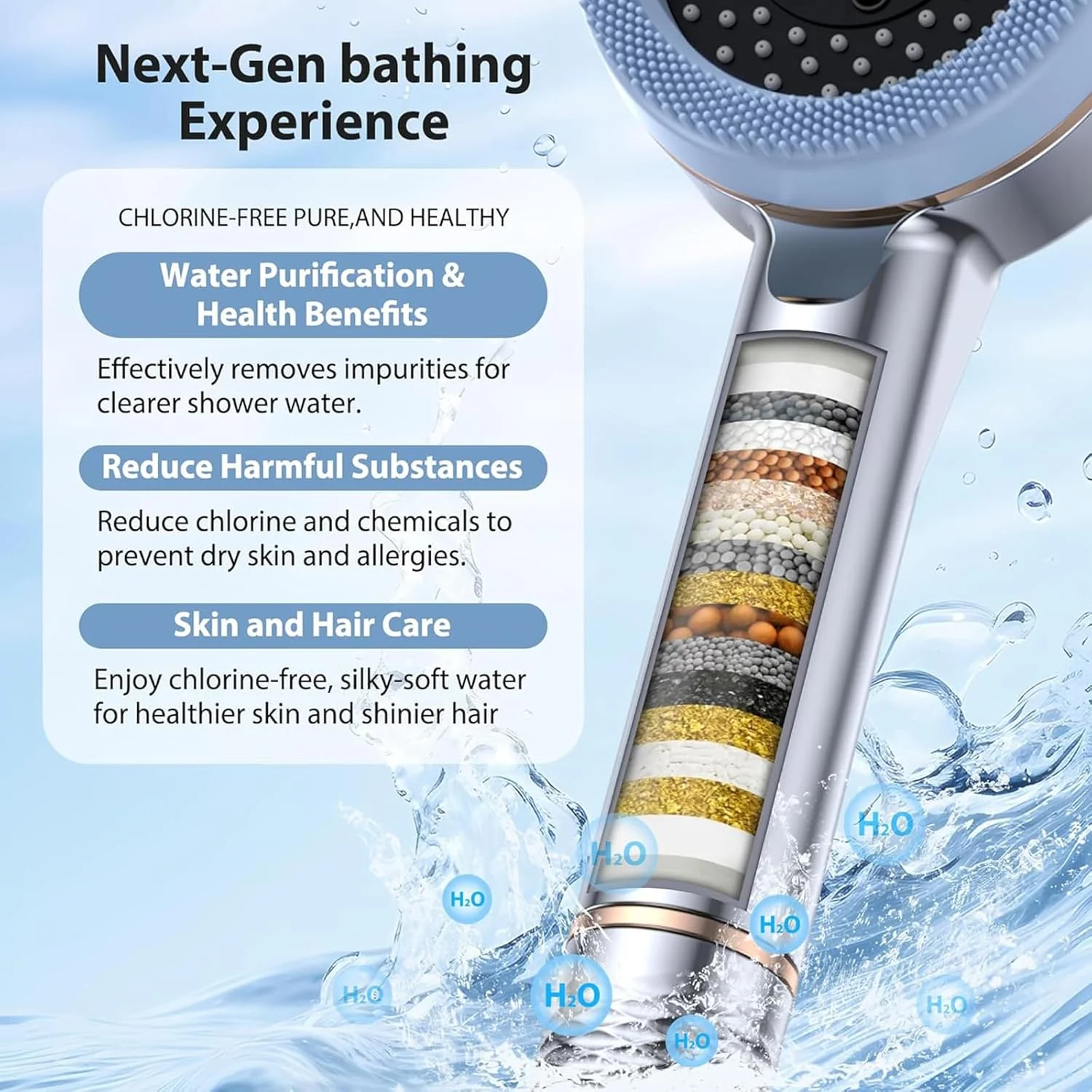 سردوش فیلتردار فشار قوی (فیلتر چند مرحله ای/دستی) با 4 حالت، مکث با یک کلیک، سر ماساژ سیلیکونی، شامل 5 فیلتر، براکت 180 درجه و شلنگ استیل ضد زنگ، نقره ای کروم سردوش فیلتردار فشار قوی (فیلتر چند مرحله ای/دستی) با 4 حالت، مکث با یک کلیک، سر ماساژ سیلیکونی، شامل 5 فیلتر، براکت 180 درجه و شلنگ استیل ضد زنگ، نقره ای کروم