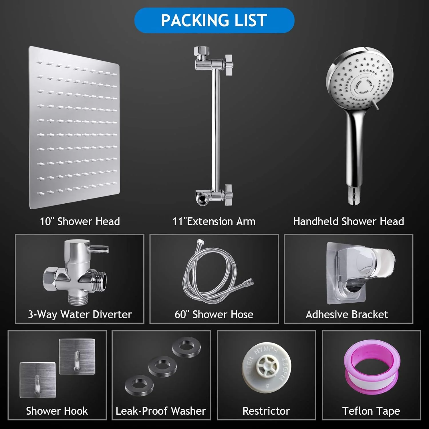 ست دوش حمام، سردوش بارانی فشار قوی 10 اینچی با بازوی قابل تنظیم 11 اینچی و ست سردوش دستی 5 حالته، اسپری دوش قدرتمند برای آب با فشار کم به همراه شلنگ بلند ست دوش حمام، سردوش بارانی فشار قوی 10 اینچی با بازوی قابل تنظیم 11 اینچی و ست سردوش دستی 5 حالته، اسپری دوش قدرتمند برای آب با فشار کم به همراه شلنگ بلند