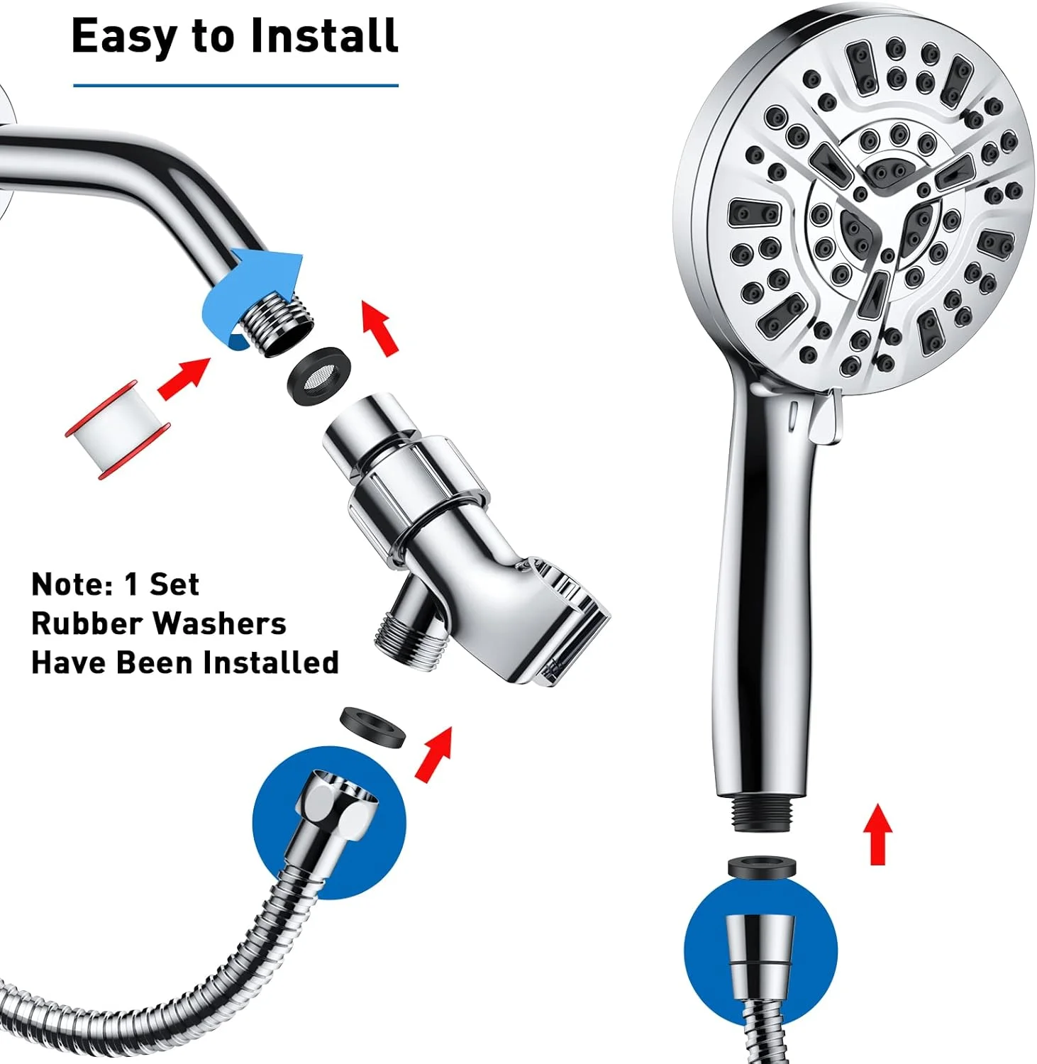 سردوش دستی پرفشار Gcirik، دارای 8 حالت اسپری + 2 حالت جت قدرتمند، ست سردوش جداشدنی 5.04 اینچی با شلنگ استیل ضد زنگ و براکت قابل تنظیم سردوش دستی پرفشار Gcirik، دارای 8 حالت اسپری + 2 حالت جت قدرتمند، ست سردوش جداشدنی 5.04 اینچی با شلنگ استیل ضد زنگ و براکت قابل تنظیم