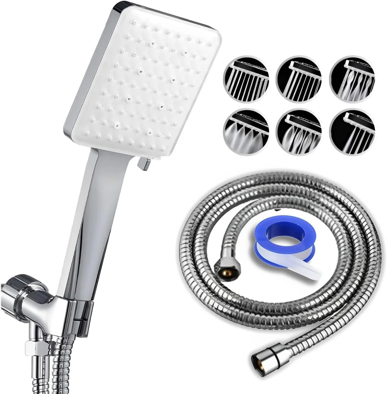 سردوش حمام فشار قوی JUNARIS با ست شلنگ و 6 حالت اسپری، کروم - سردوش با لوله استیل ضد زنگ 200 سانتی متری با کیفیت عالی (ست دوش) سردوش حمام فشار قوی JUNARIS با ست شلنگ و 6 حالت اسپری، کروم - سردوش با لوله استیل ضد زنگ 200 سانتی متری با کیفیت عالی (ست دوش)