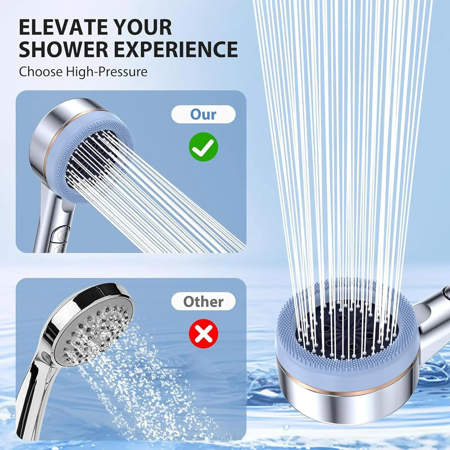 سردوش فیلتردار فشار قوی (فیلتر چند مرحله ای/دستی) با 4 حالت، مکث با یک کلیک، سر ماساژ سیلیکونی، شامل 5 فیلتر، براکت 180 درجه و شلنگ استیل ضد زنگ، نقره ای کروم سردوش فیلتردار فشار قوی (فیلتر چند مرحله ای/دستی) با 4 حالت، مکث با یک کلیک، سر ماساژ سیلیکونی، شامل 5 فیلتر، براکت 180 درجه و شلنگ استیل ضد زنگ، نقره ای کروم