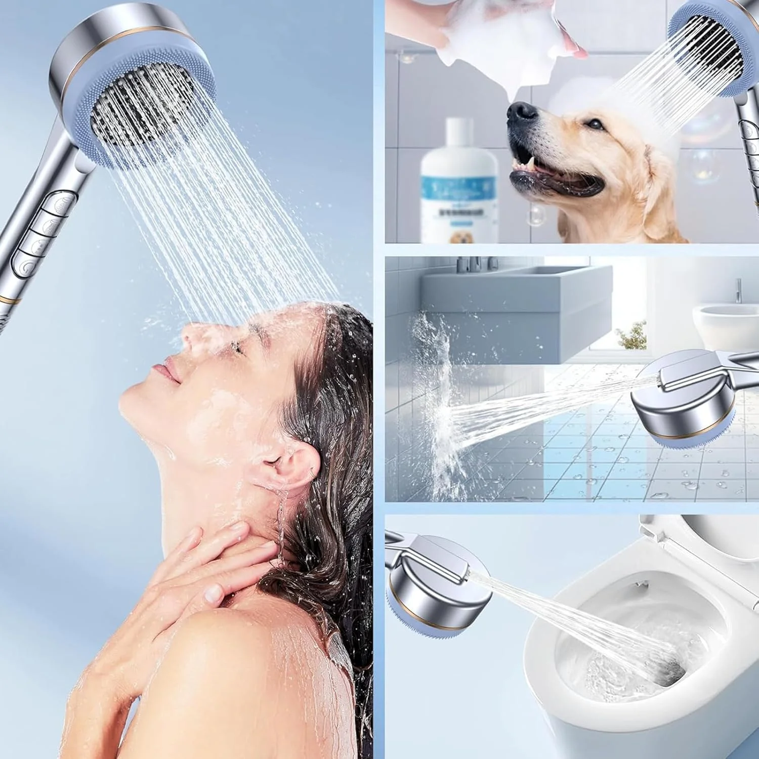 سردوش فیلتردار فشار قوی (فیلتر چند مرحله ای/دستی) با 4 حالت، مکث با یک کلیک، سر ماساژ سیلیکونی، شامل 5 فیلتر، براکت 180 درجه و شلنگ استیل ضد زنگ، نقره ای کروم سردوش فیلتردار فشار قوی (فیلتر چند مرحله ای/دستی) با 4 حالت، مکث با یک کلیک، سر ماساژ سیلیکونی، شامل 5 فیلتر، براکت 180 درجه و شلنگ استیل ضد زنگ، نقره ای کروم