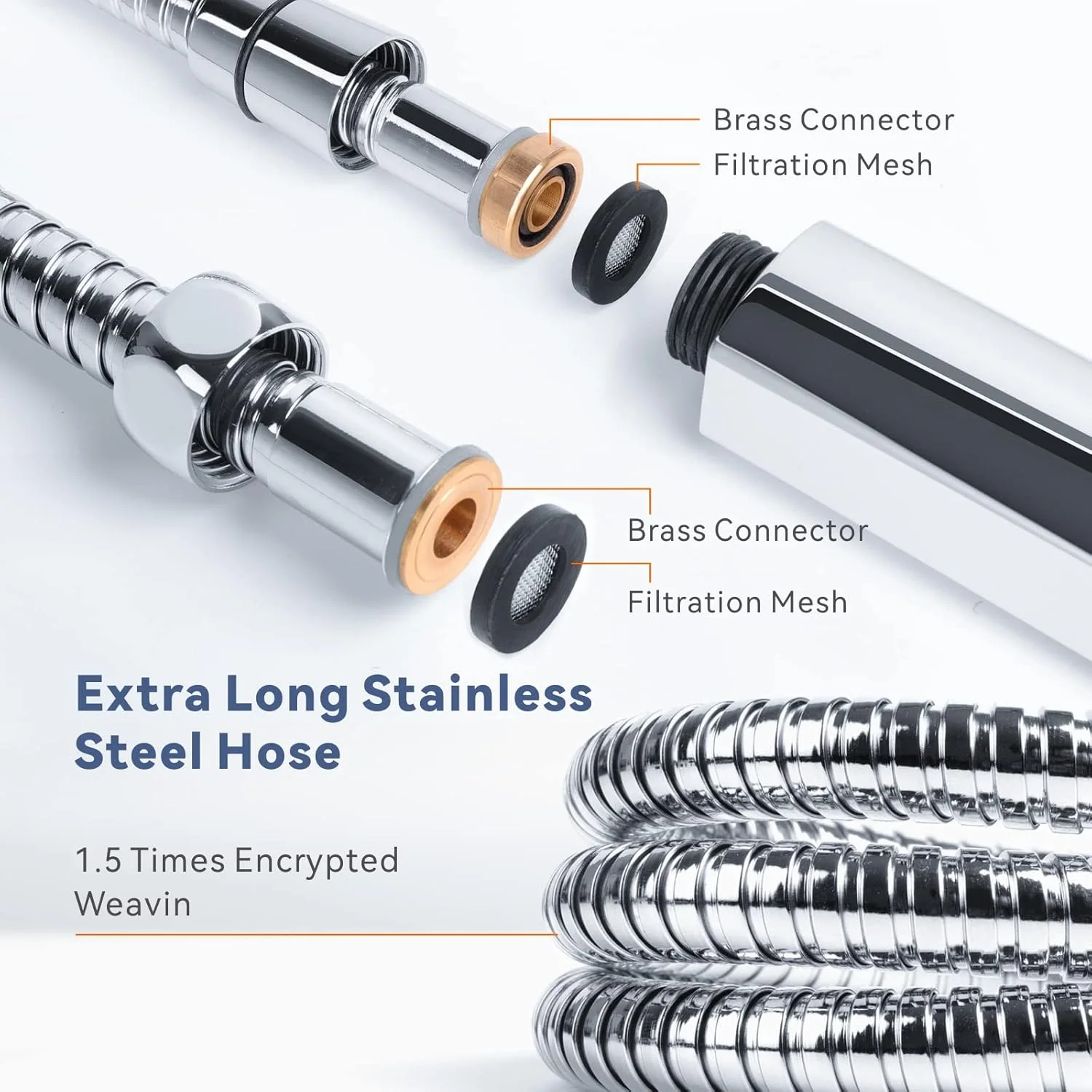 ست دوش دستی استیل Baytion، 13 سانتی متر، 3 حالت اسپری، کروم براق ست دوش دستی استیل Baytion، 13 سانتی متر، 3 حالت اسپری، کروم براق