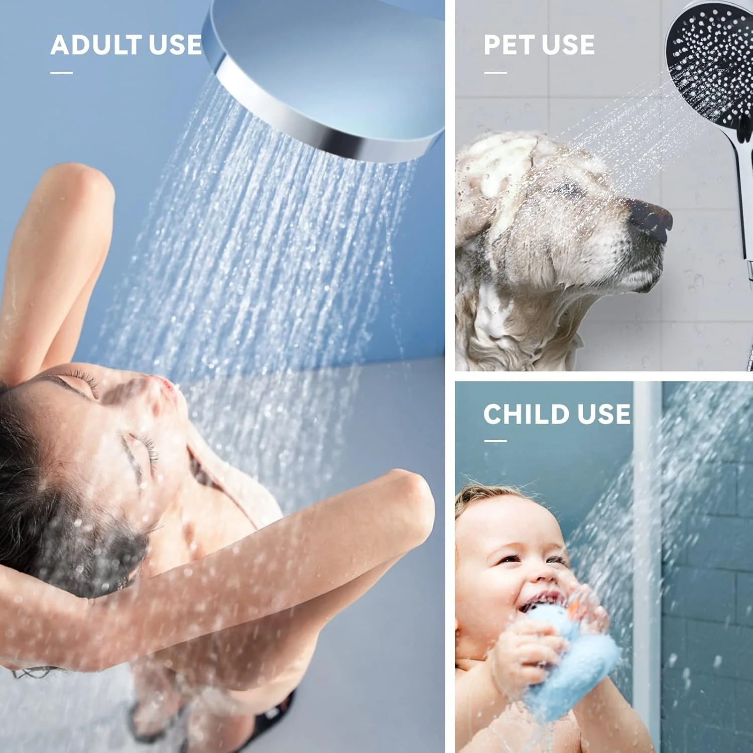 ست دوش دستی استیل Baytion، 13 سانتی متر، 3 حالت اسپری، کروم براق ست دوش دستی استیل Baytion، 13 سانتی متر، 3 حالت اسپری، کروم براق