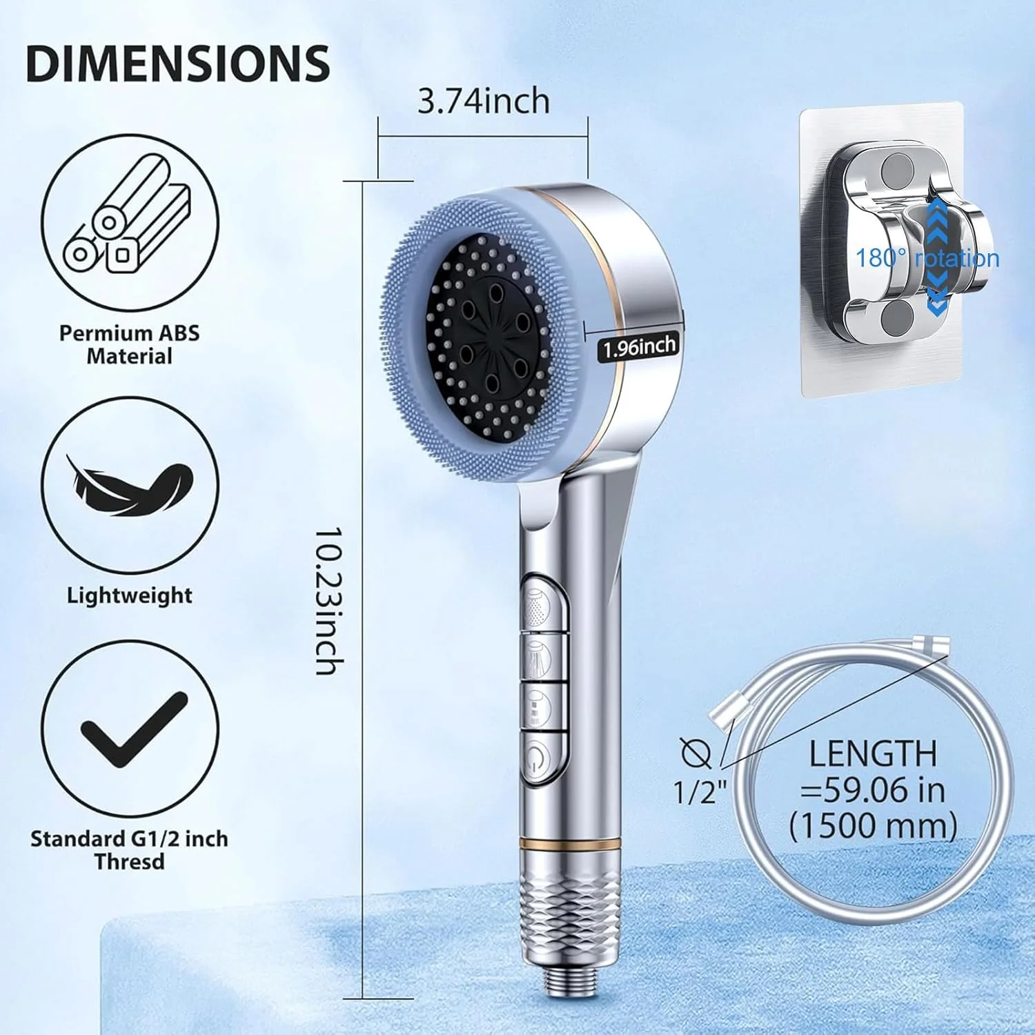 سردوش فیلتردار فشار قوی (فیلتر چند مرحله ای/دستی) با 4 حالت، مکث با یک کلیک، سر ماساژ سیلیکونی، شامل 5 فیلتر، براکت 180 درجه و شلنگ استیل ضد زنگ، نقره ای کروم سردوش فیلتردار فشار قوی (فیلتر چند مرحله ای/دستی) با 4 حالت، مکث با یک کلیک، سر ماساژ سیلیکونی، شامل 5 فیلتر، براکت 180 درجه و شلنگ استیل ضد زنگ، نقره ای کروم