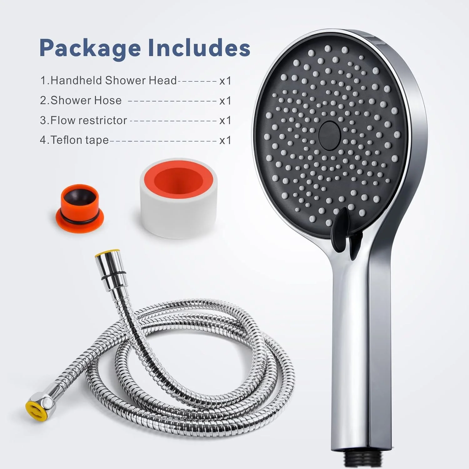 ست دوش دستی استیل Baytion، 13 سانتی متر، 3 حالت اسپری، کروم براق ست دوش دستی استیل Baytion، 13 سانتی متر، 3 حالت اسپری، کروم براق