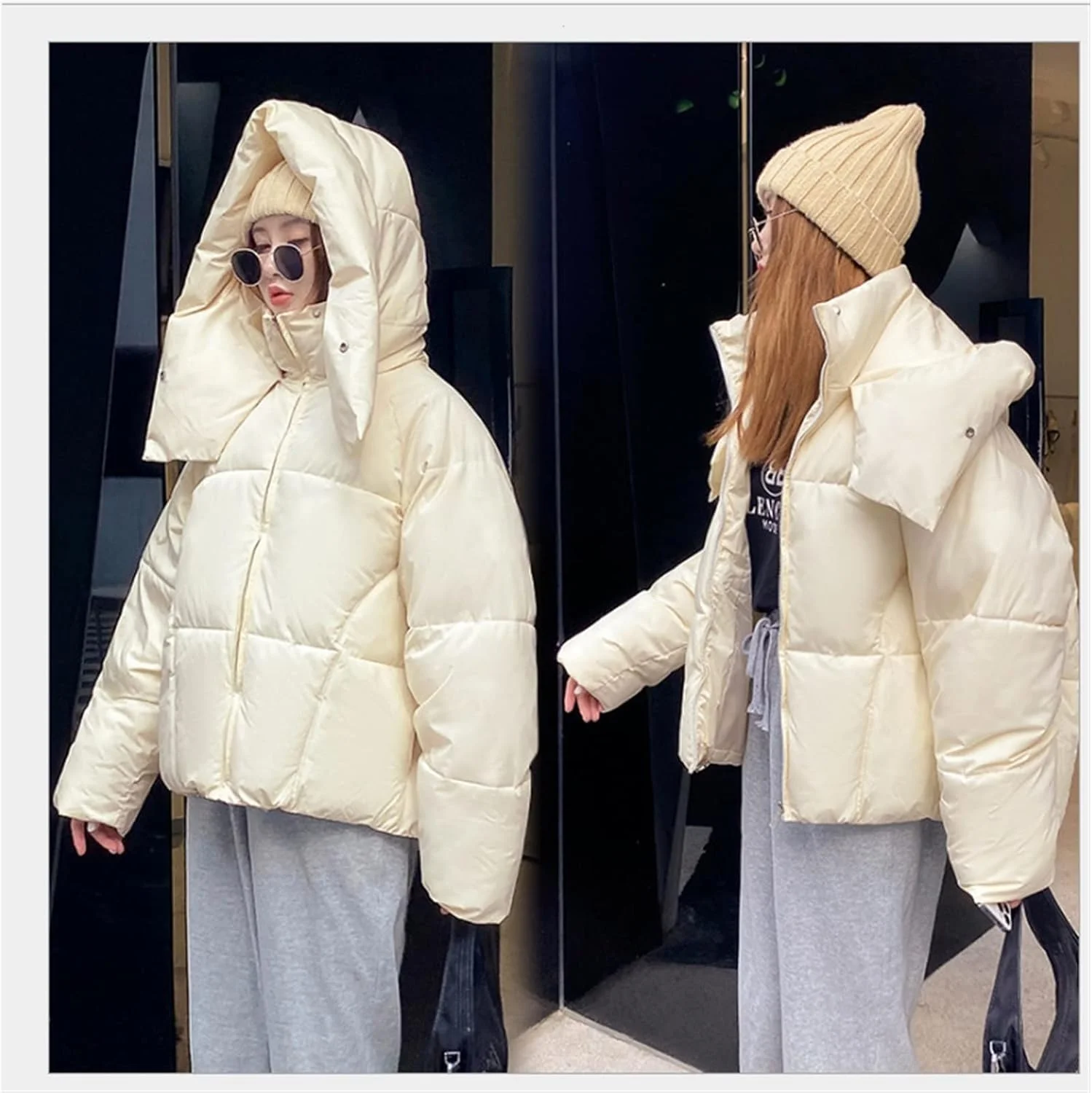 HBEIDAHUANG ژاکت پایین زنانه، کت زمستانی زنانه بزرگ، ژاکت های پنبه ای نان ضخیم کلاه دار، ژاکت کوتاه گشاد زنانه، پارکای لباس بیرونی (رنگ: آبی تیره، سایز: L) HBEIDAHUANG ژاکت پایین زنانه، کت زمستانی زنانه بزرگ، ژاکت های پنبه ای نان ضخیم کلاه دار، ژاکت کوتاه گشاد زنانه، پارکای لباس بیرونی (رنگ: آبی تیره، سایز: L)