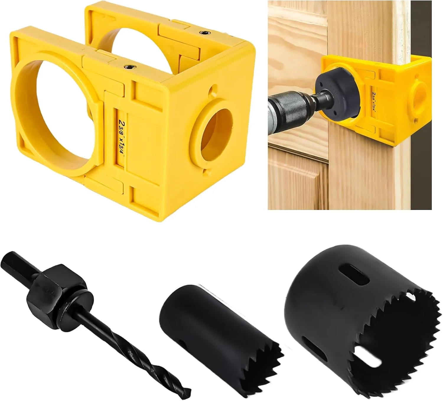 کیت نصب قفل درب چوبی YOYIAG: کیت نصب قفل درب 4 تکه، اره سوراخ قفل درب، لوازم جانبی قفل درب، ابزار نصب قفل، مجموعه ابزار نصب قفل درب برای درب چوبی
