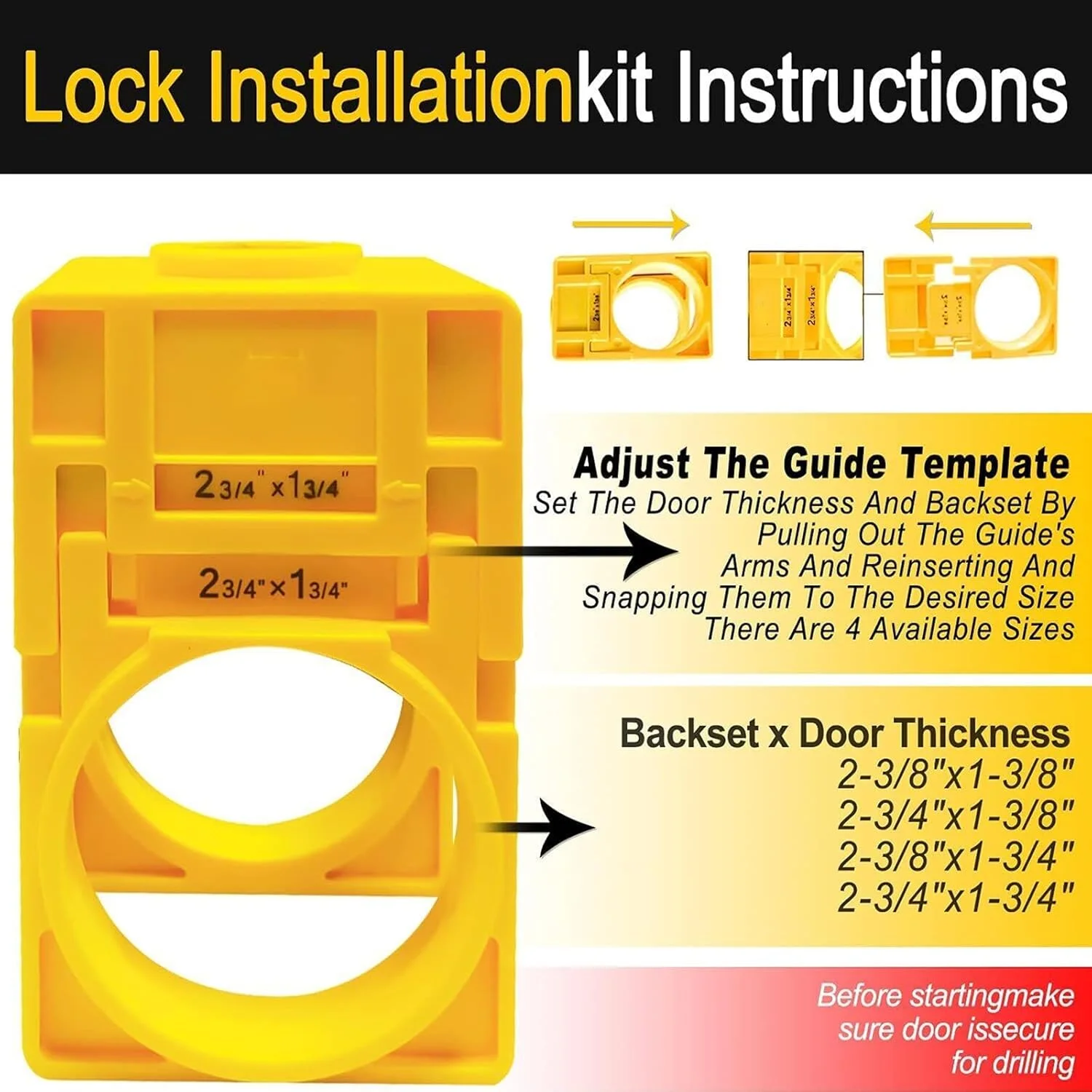 کیت نصب قفل درب چوبی YOYIAG: کیت نصب قفل درب 4 تکه، اره سوراخ قفل درب، لوازم جانبی قفل درب، ابزار نصب قفل، مجموعه ابزار نصب قفل درب برای درب چوبی
