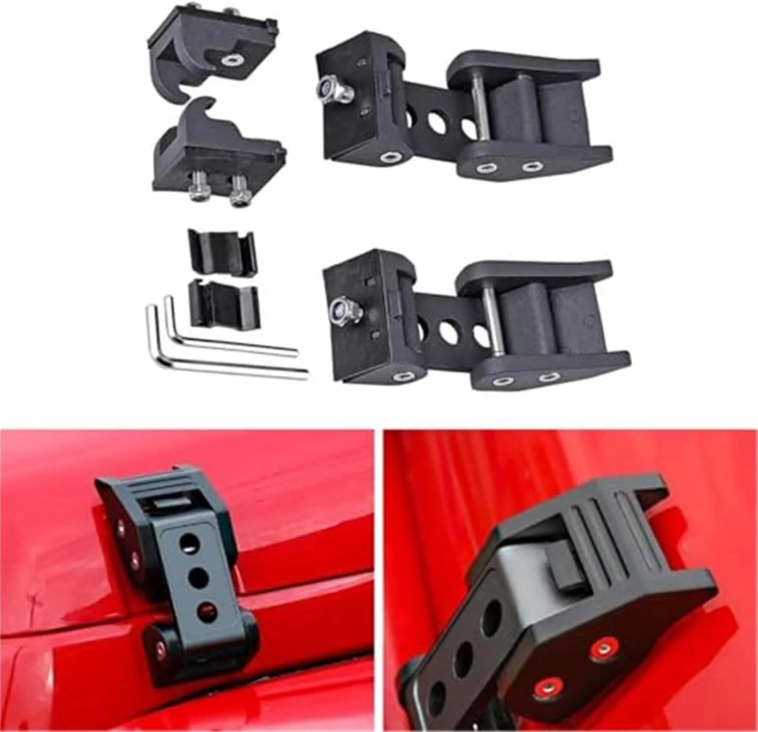 قفل کاپوت YOKRO، مناسب برای جیپ، برای رانگلر JK مدل های 2007 2008 2009 2010 2011 2012 2013 2014 2015 2016 2017، قفل موتور خودرو، بست کاپوت، پوشش قفل کاپوت جلو