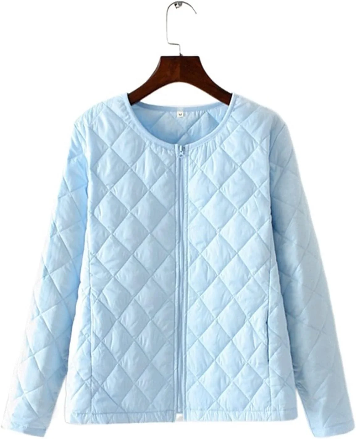 HBEIDAHUANG ژاکت پایین تنه زنانه، پارکای کوتاه زنانه، کت زیپ دار گرم پاییزی زمستانی طرح لوزی، کت های زیپ دار باریک یکدست، ژاکت لحافی سبک وزن بزرگ (رنگ: Hortel، سایز: XXXL)