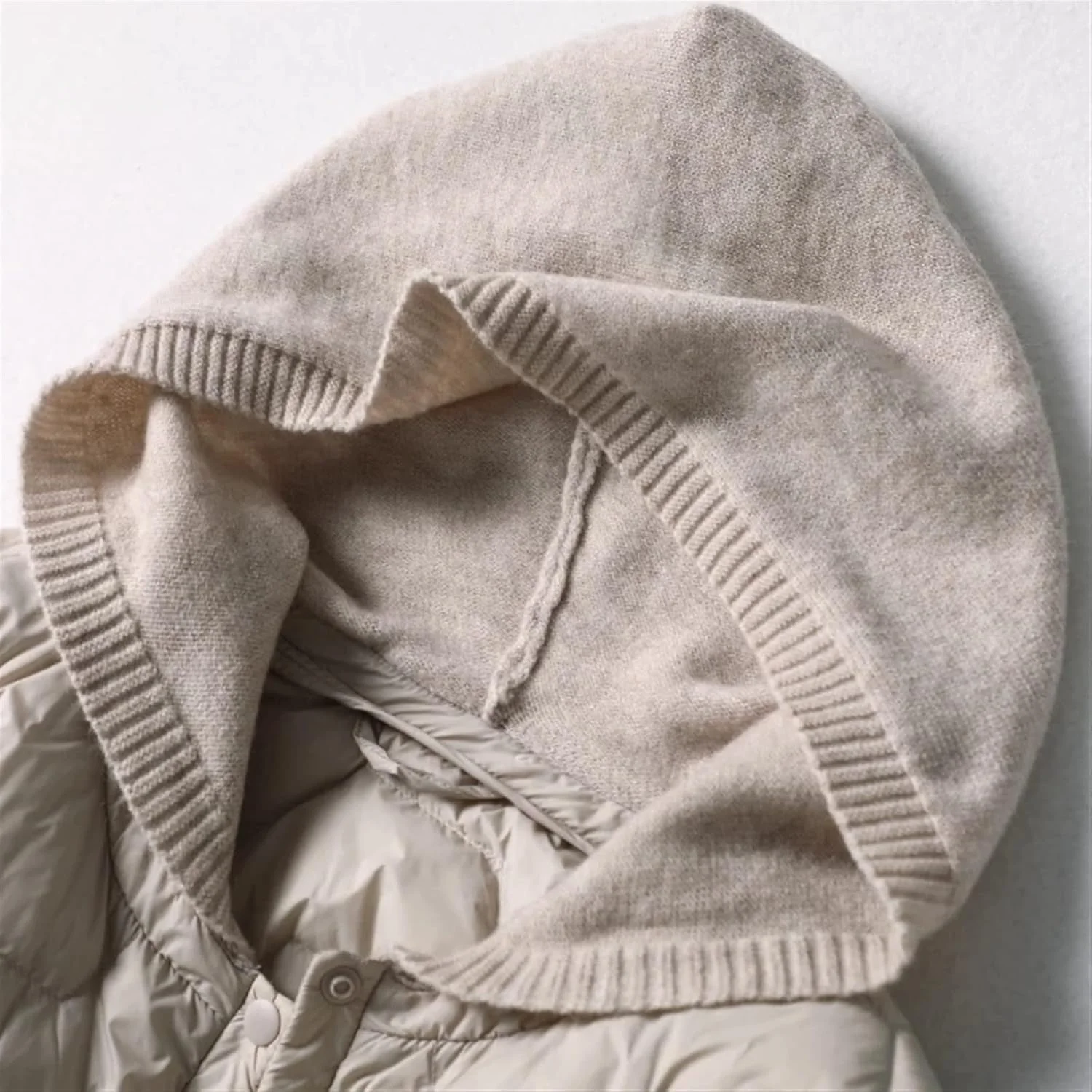 HBEIDAHUANG ژاکت زنانه پاییزه زمستانه زنانه بلند با پر اردک ضد باد آستین رنگ ثابت کلاه بافتنی (رنگ: Hortel، سایز: XL)