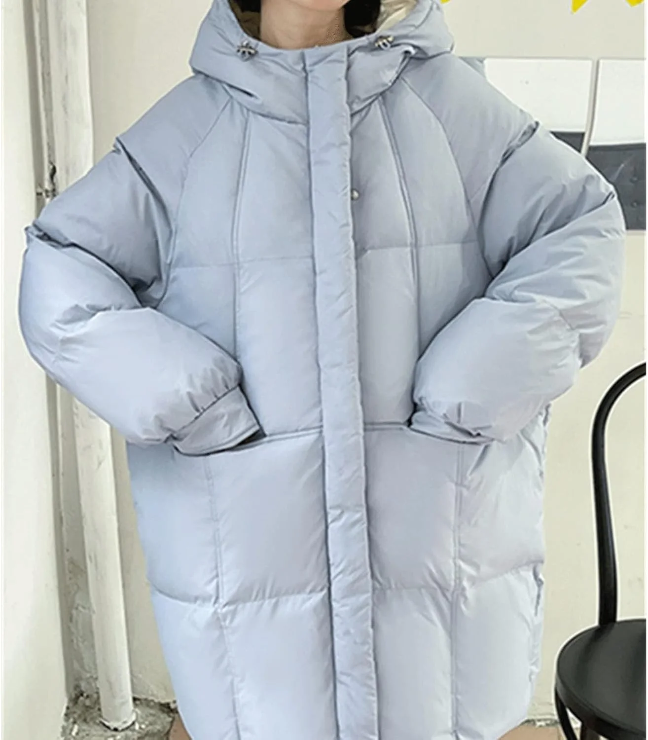 HBEIDAHUANG ژاکت زنانه پاییزه، کت زمستانی سایز بزرگ زنانه، پارکا بلند کلاه دار، کت ضخیم و گرم (رنگ: Hortel، سایز: L) HBEIDAHUANG ژاکت زنانه پاییزه، کت زمستانی سایز بزرگ زنانه، پارکا بلند کلاه دار، کت ضخیم و گرم (رنگ: Hortel، سایز: L)