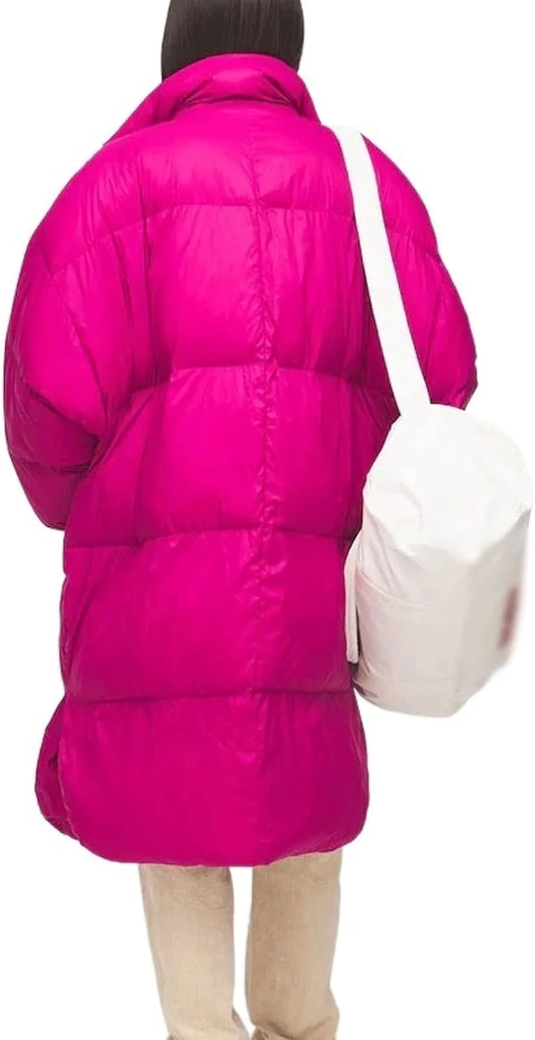 HBEIDAHUANG ژاکت زنانه زمستانی بلند با پر اردک سفید، ژاکت ضخیم و گرم رنگ ثابت به سبک خیابانی با کمربند سفید HBEIDAHUANG ژاکت زنانه زمستانی بلند با پر اردک سفید، ژاکت ضخیم و گرم رنگ ثابت به سبک خیابانی با کمربند سفید