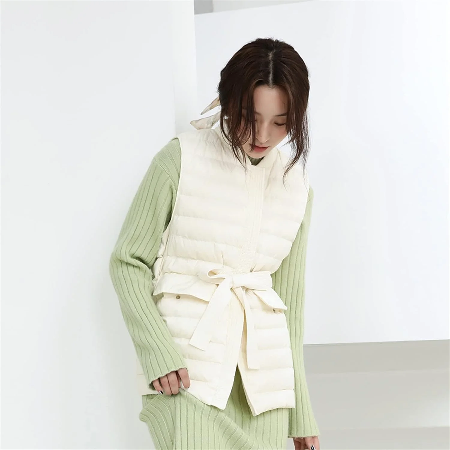 HBEIDAHUANG Womens Down Jacket Winter Women's Down Vest Women's Sleeveless Vest Jacket Warm Down Jacket Plus Size Women's Sleeveless Jacket Size. (Color : Hortel�, Size : XL)