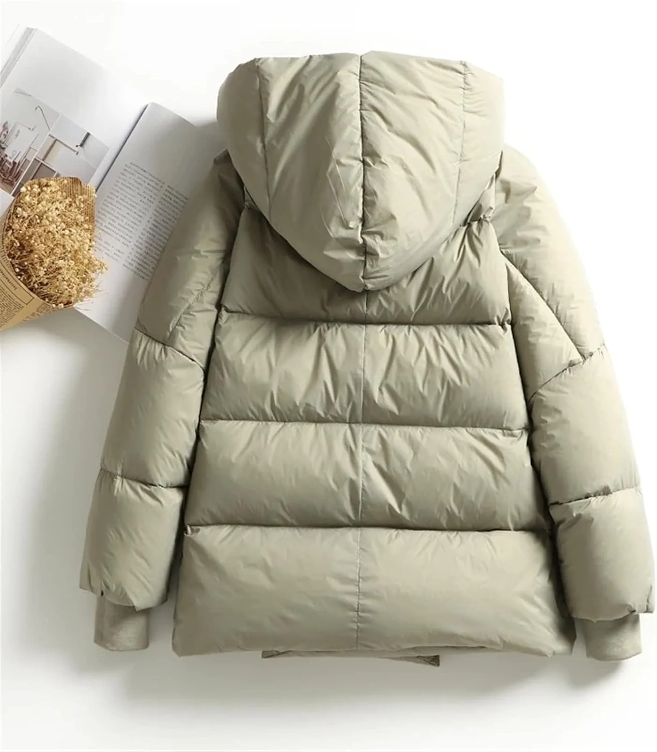 HBEIDAHUANG ژاکت زنانه زمستانی کلاه دار، آستین بلند، ژاکت بزرگ سایز، کت گرم و گشاد غیر رسمی سایز بزرگ (رنگ: Hortel، سایز: L)