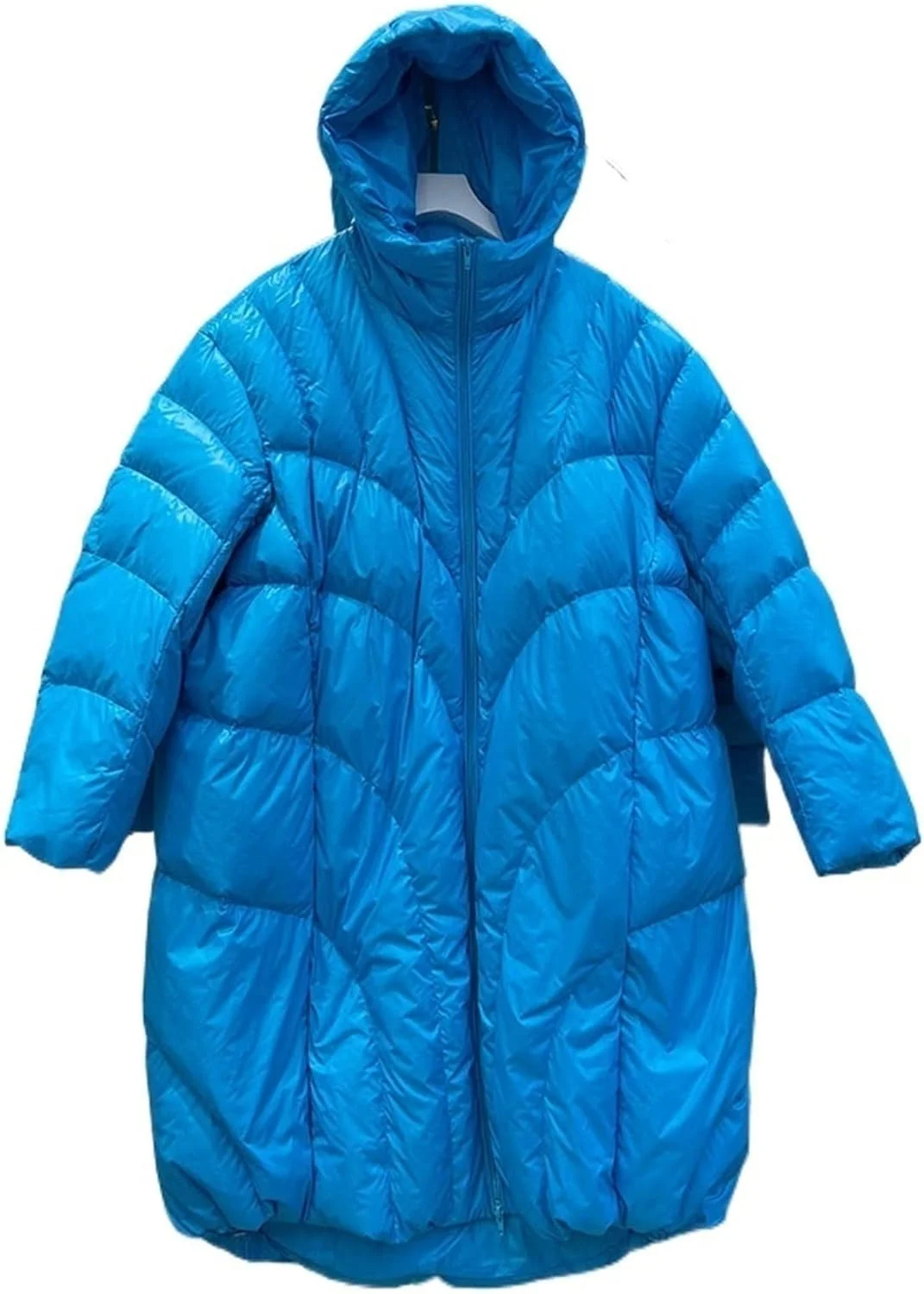 HBEIDAHUANG ژاکت زنانه زمستانی کلاه دار بلند زنانه زیپ دار ژاکت پایین اردک سفید زنانه سایز بزرگ کت ضخیم گرم برفی (رنگ: هورتل، سایز: S)