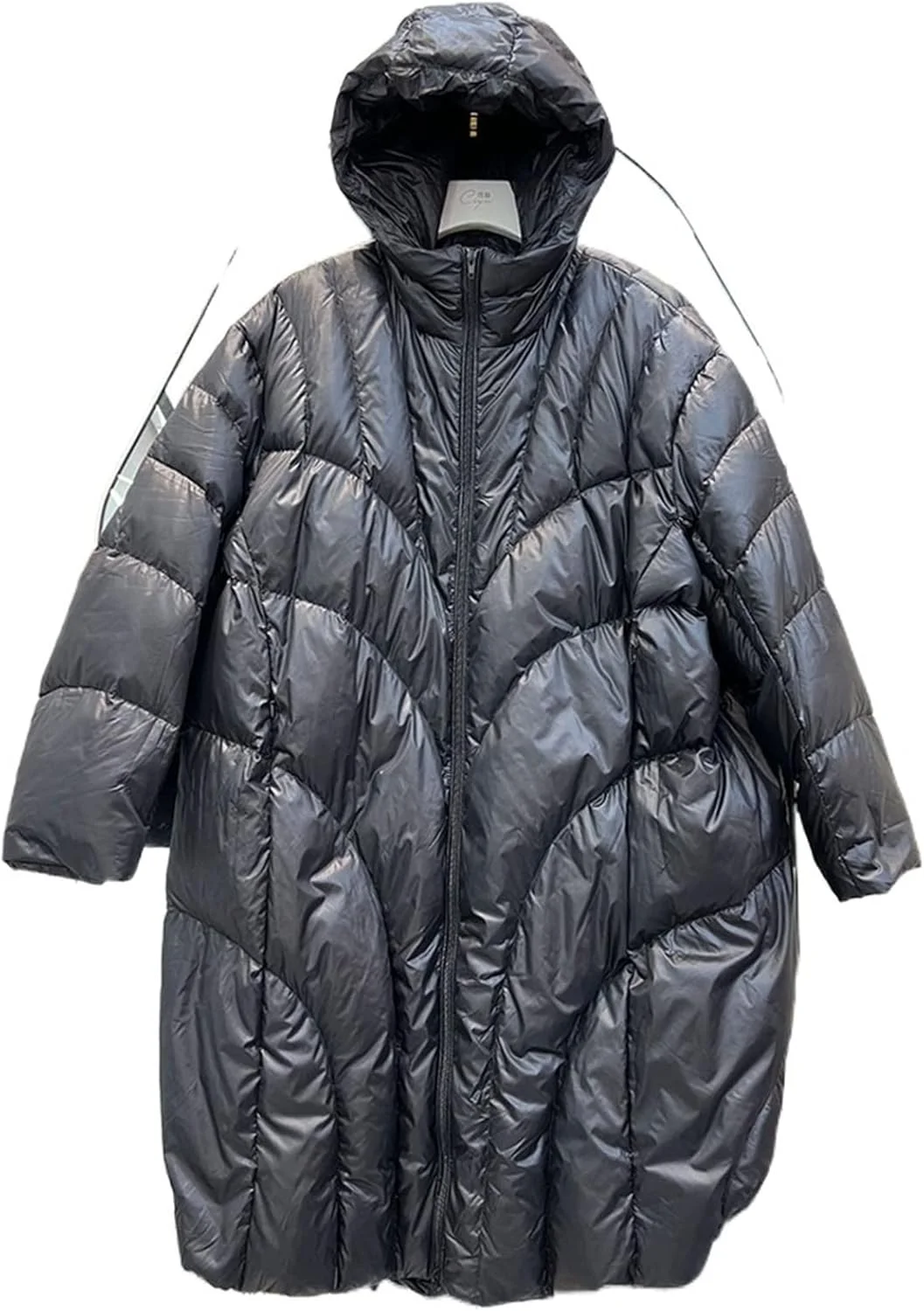 HBEIDAHUANG کاپشن زنانه زمستانی کلاه دار، پارکا بلند، کاپشن زیپ دار زنانه با پر سفید اردک، سایز بزرگ، کت ضخیم گرم برفی (رنگ: Hortelã، سایز: M)