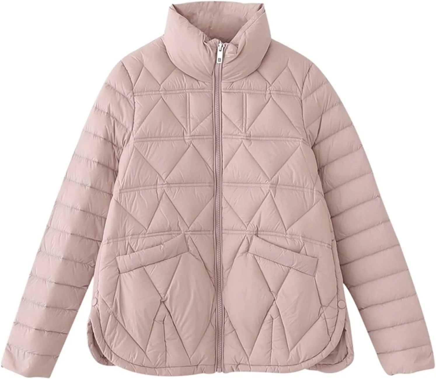 HBEIDAHUANG ژاکت زنانه زمستانی سبک و نازک، ژاکت کوتاه زنانه با 90% پر اردک سفید، کت یقه ایستاده گرم و گشاد مناسب خیابان (رنگ: آبی تیره، سایز: S)