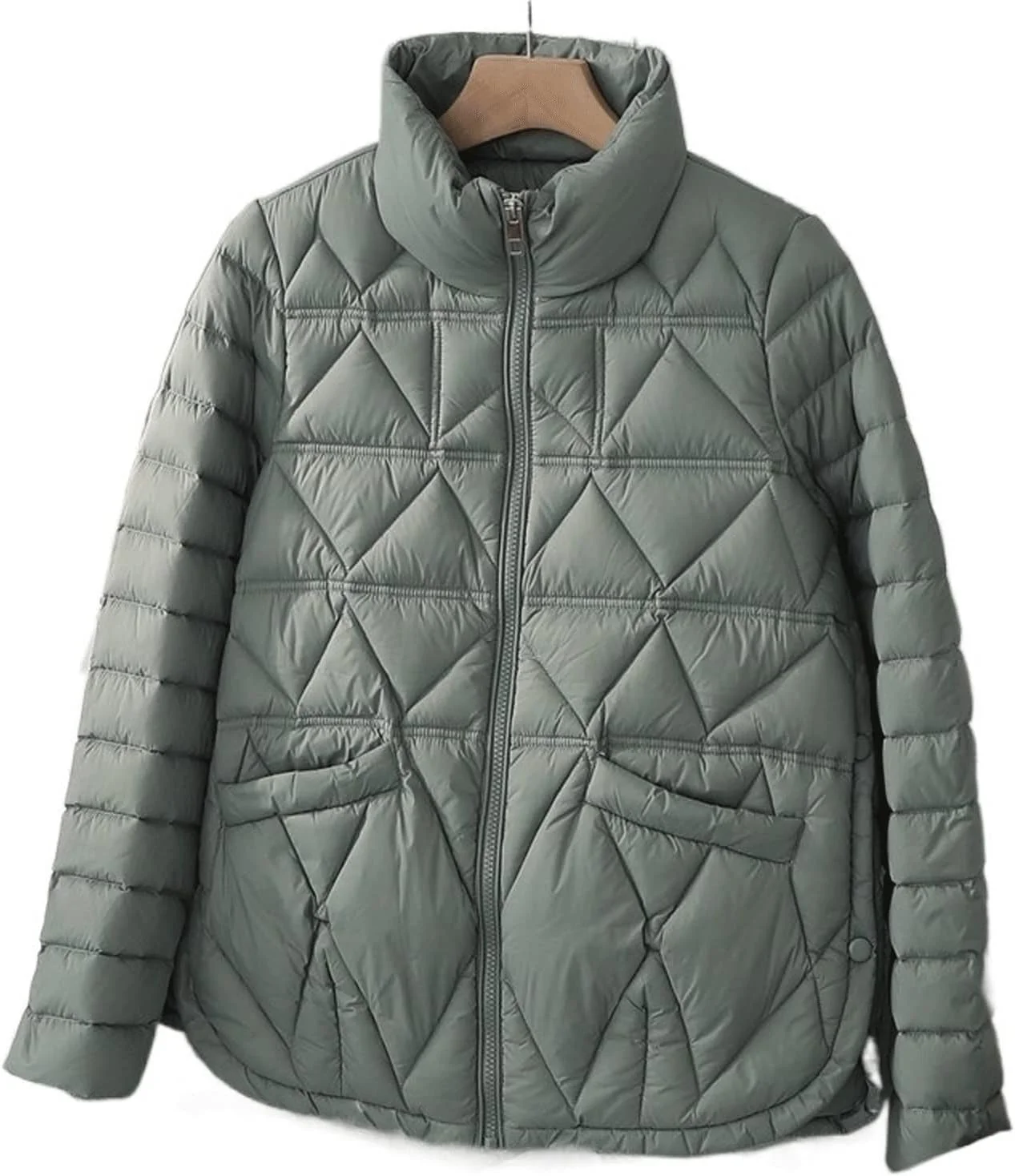 HBEIDAHUANG ژاکت زنانه زمستانی سبک و نازک، ژاکت کوتاه زنانه با 90% پر اردک سفید، کت یقه ایستاده گرم و گشاد مناسب خیابان (رنگ: آبی تیره، سایز: S)