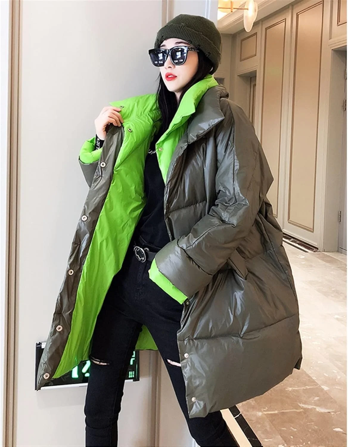 HBEIDAHUANG Womens Down Jacket Winter Women Down Jacket Coat Warm White Duck Down Scarf Long Loose Thick Coat Loose Outcoat (Color : Hortel�) HBEIDAHUANG Womens Down Jacket Winter Women Down Jacket Coat Warm White Duck Down Scarf Long Loose Thick Coat Loose Outcoat (Color : Hortel�)