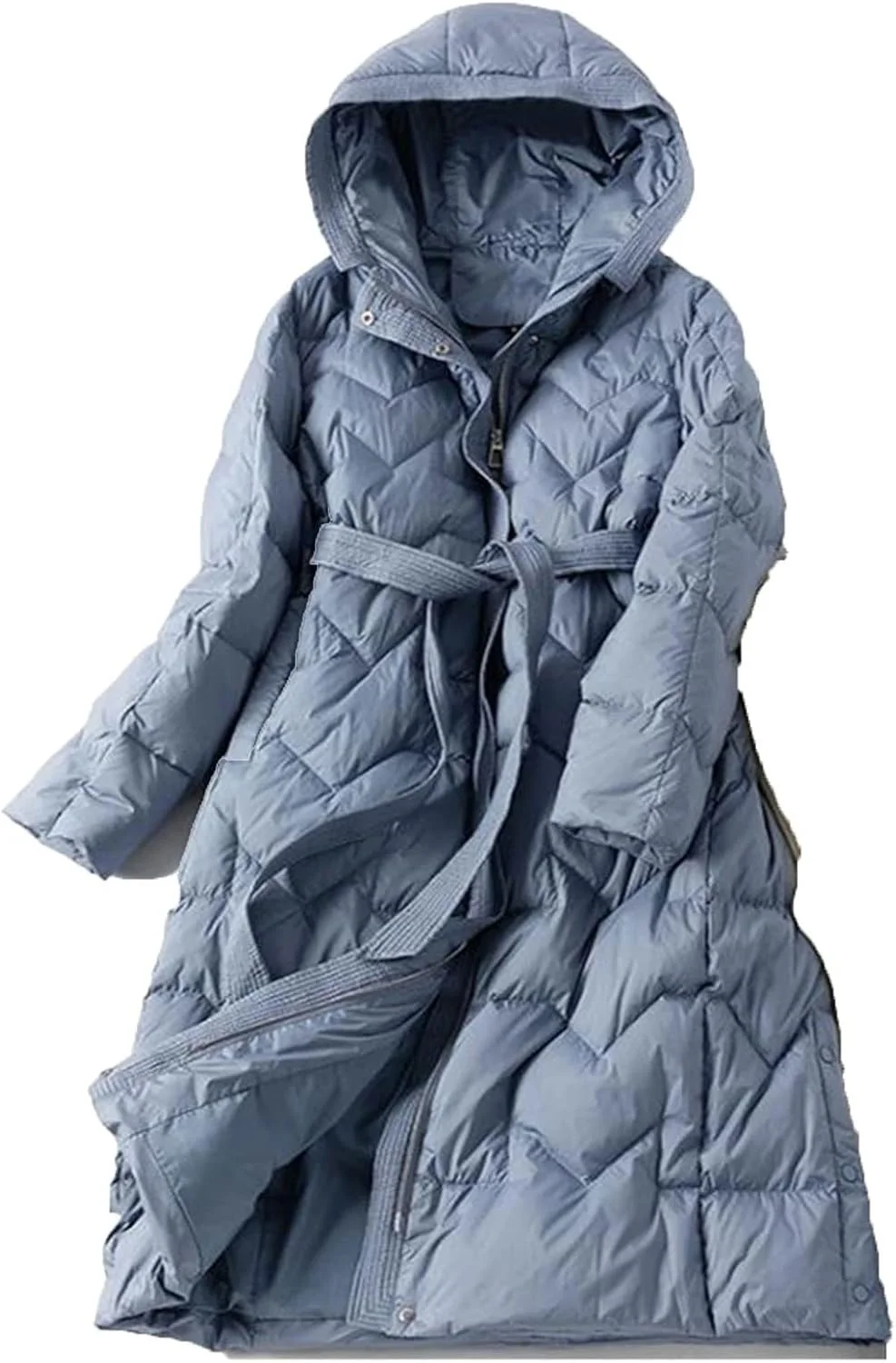 HBEIDAHUANG ژاکت زنانه زمستانی، ژاکت های پایین اردک زنانه، کت بلند فوق العاده سبک و نازک با کمربند، تونیک های باریک غیر رسمی پاییزی (رنگ: Hortel، سایز: M)