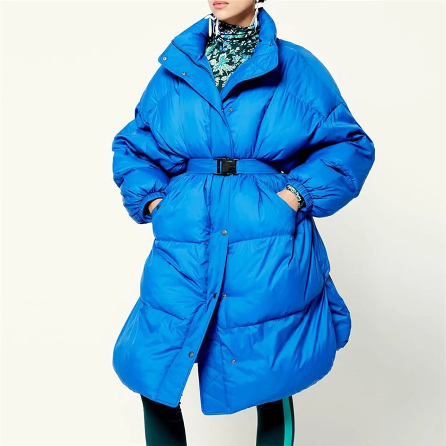 HBEIDAHUANG ژاکت زنانه زمستانی بلند با پر اردک سفید، رنگ ثابت، ضخیم و گرم، کت گشاد زنانه با کمربند (رنگ: Hortel، سایز: L) HBEIDAHUANG ژاکت زنانه زمستانی بلند با پر اردک سفید، رنگ ثابت، ضخیم و گرم، کت گشاد زنانه با کمربند (رنگ: Hortel، سایز: L)